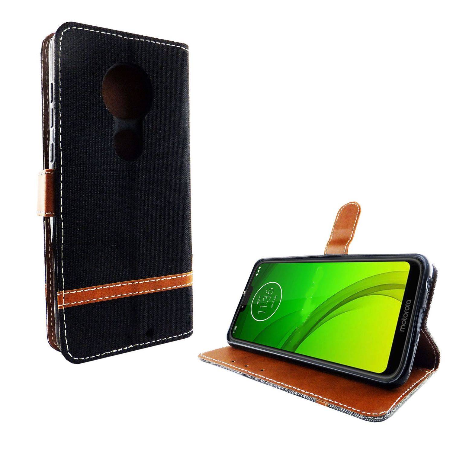 Motorola Moto G7 Handyhülle Bookcover Schwarz