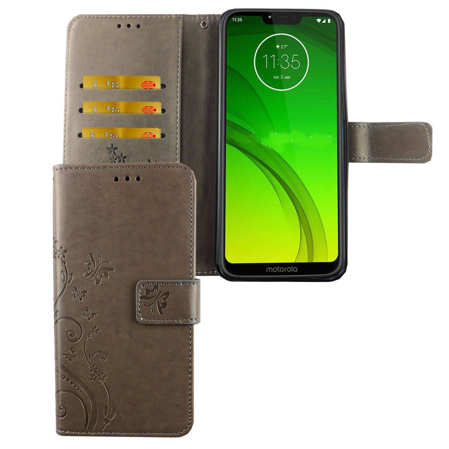 Motorola Moto G7 Handyhülle Bookcover Grau