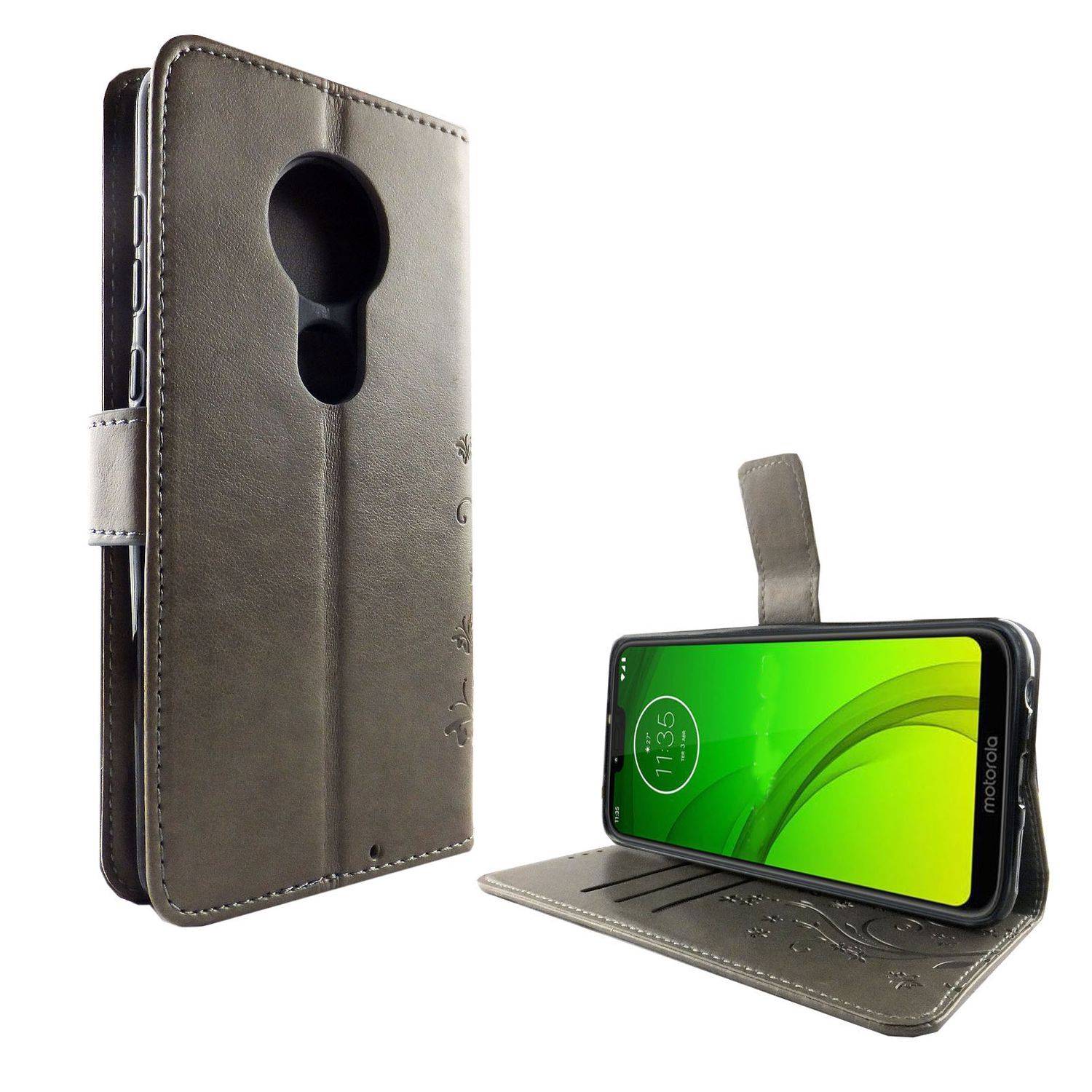 Motorola Moto G7 Handyhülle Bookcover Grau