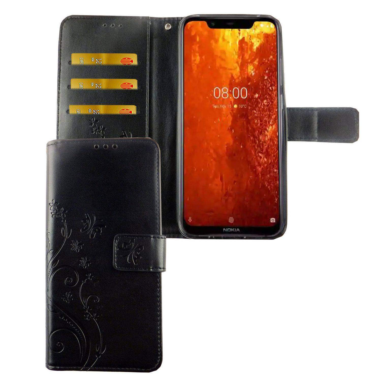 Nokia 8.1 Handyhülle Bookcover Schwarz