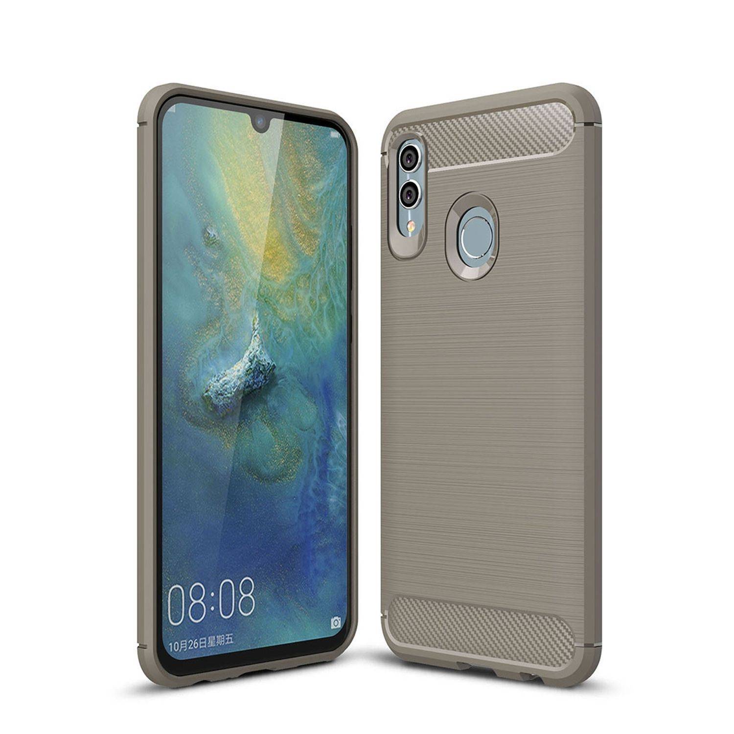 Huawei P Smart 2019 Handyhülle Carbon Optik Backcover Grau