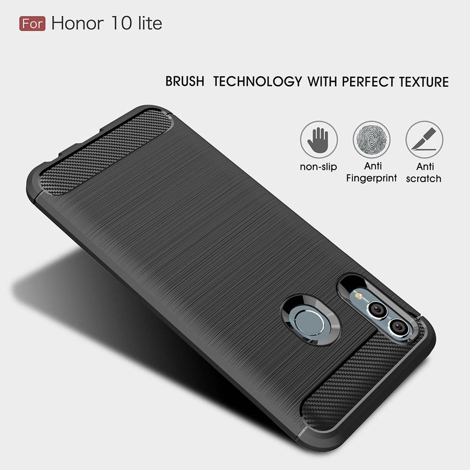 Huawei P Smart 2019 Handyhülle Carbon Optik Backcover Grau