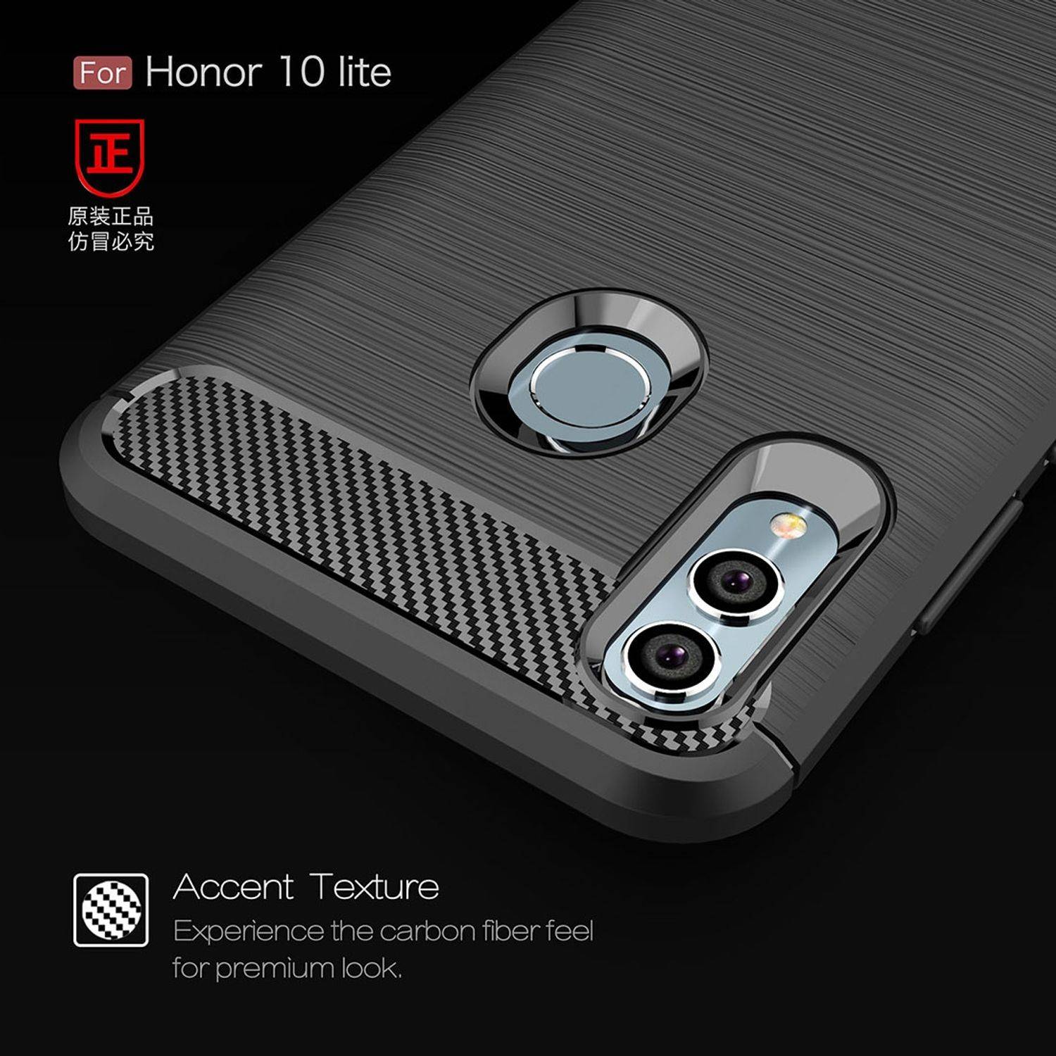 Huawei P Smart 2019 Handyhülle Carbon Optik Backcover Grau