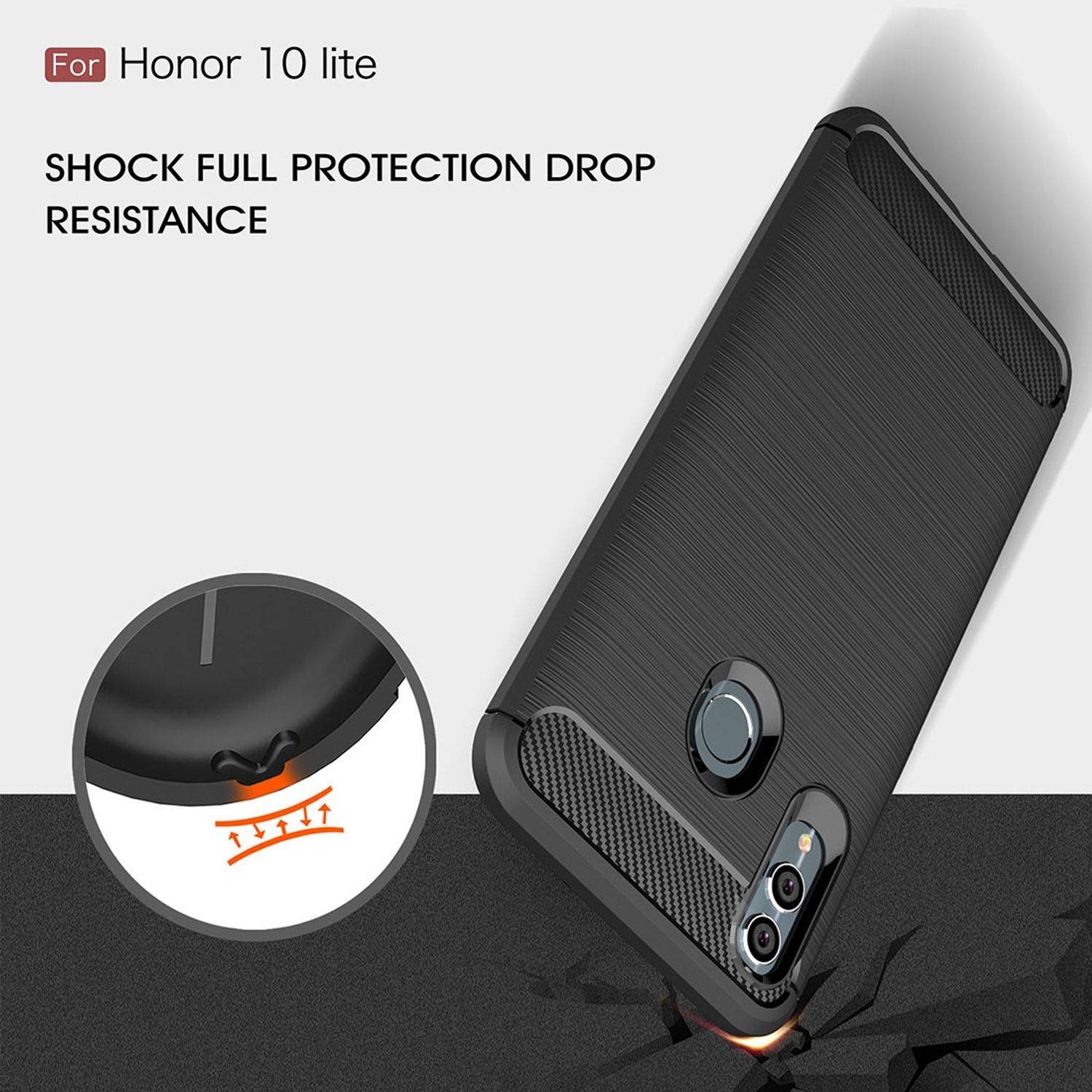 Huawei P Smart 2019 Handyhülle Carbon Optik Backcover Grau