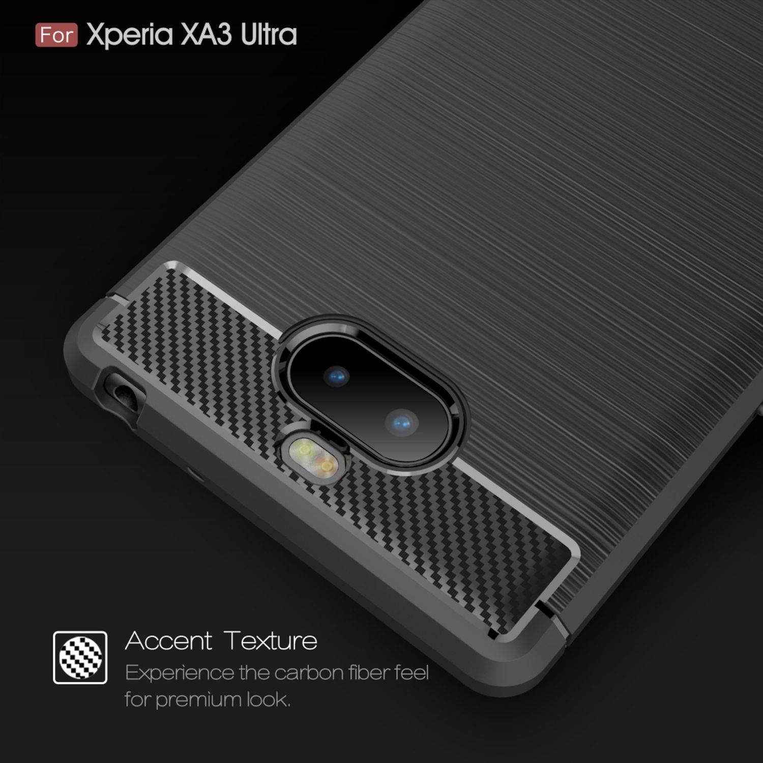 Sony Xperia 10 Plus Handyhülle Carbon Optik Backcover Grau