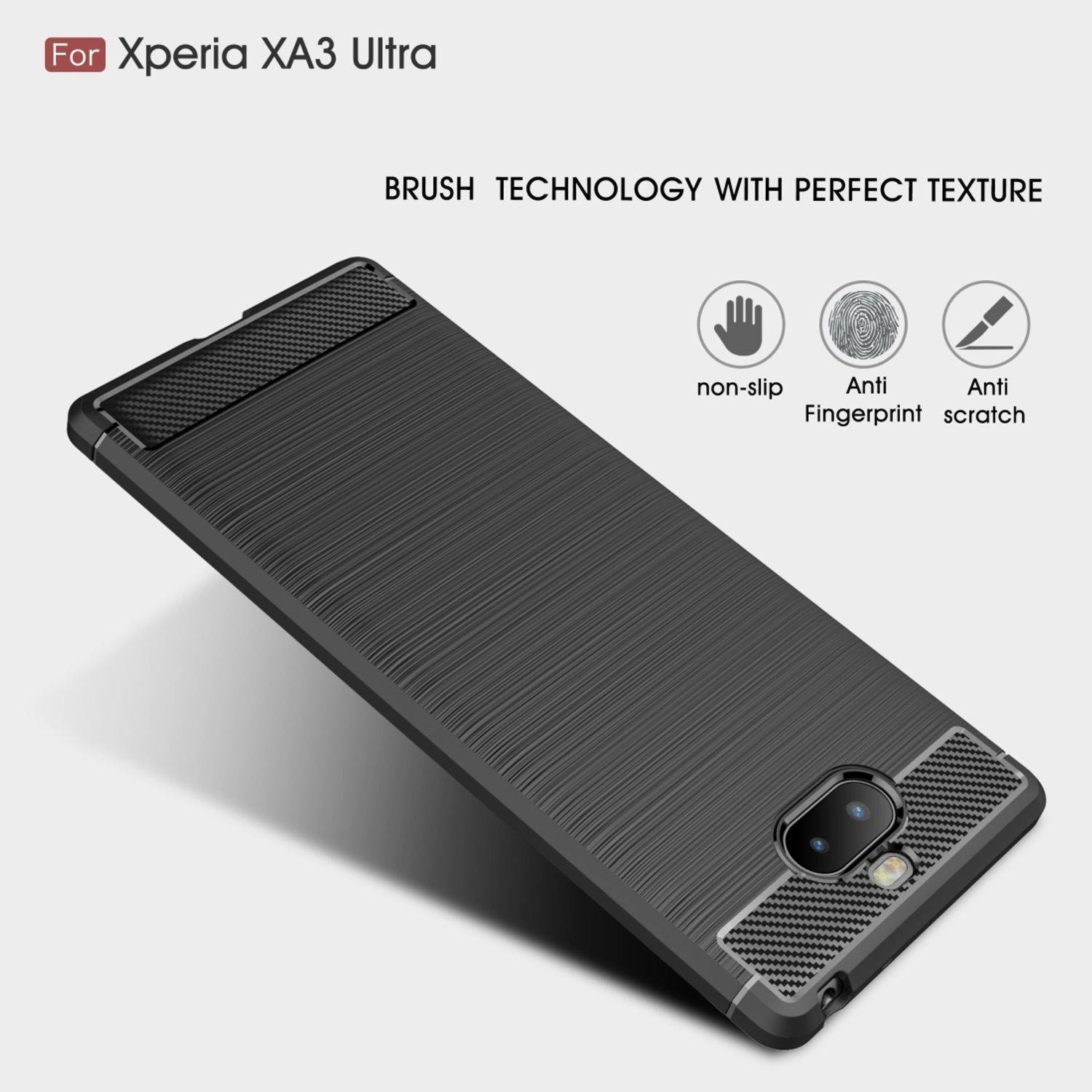 Sony Xperia 10 Plus Handyhülle Carbon Optik Backcover Grau