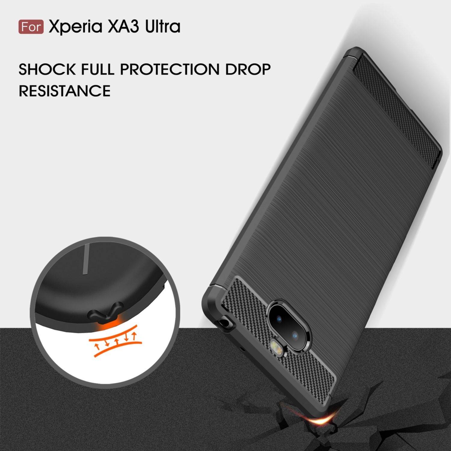 Sony Xperia 10 Plus Handyhülle Carbon Optik Backcover Grau