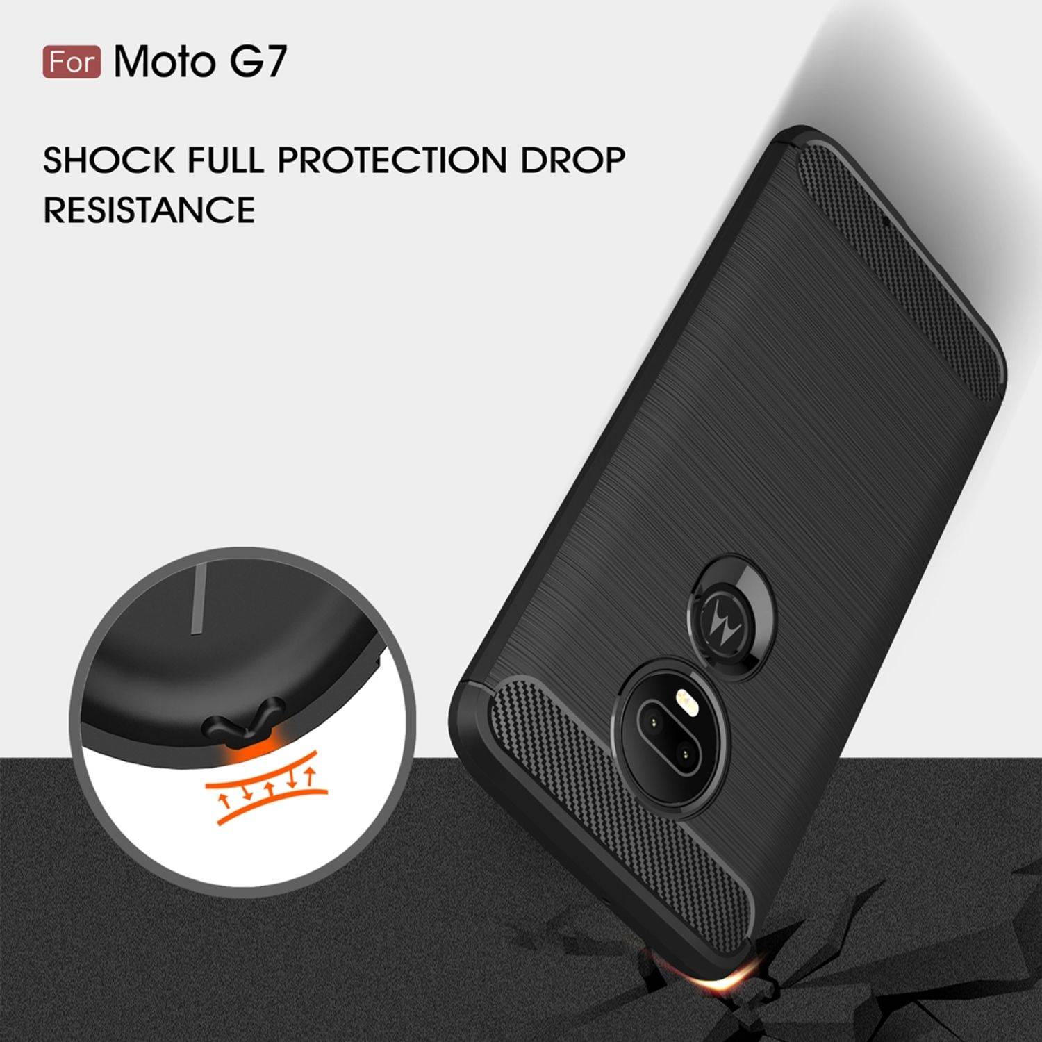 Motorola Moto G7 Handyhülle Carbon Optik Backcover Blau
