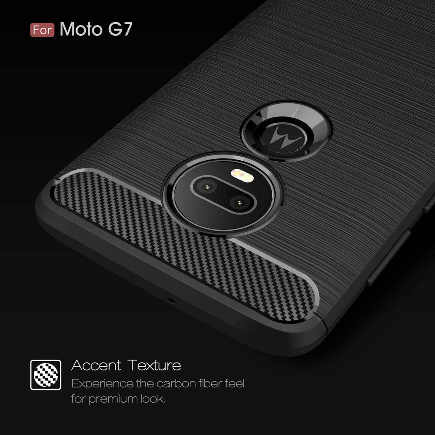 Motorola Moto G7 Handyhülle Carbon Optik Backcover Grau