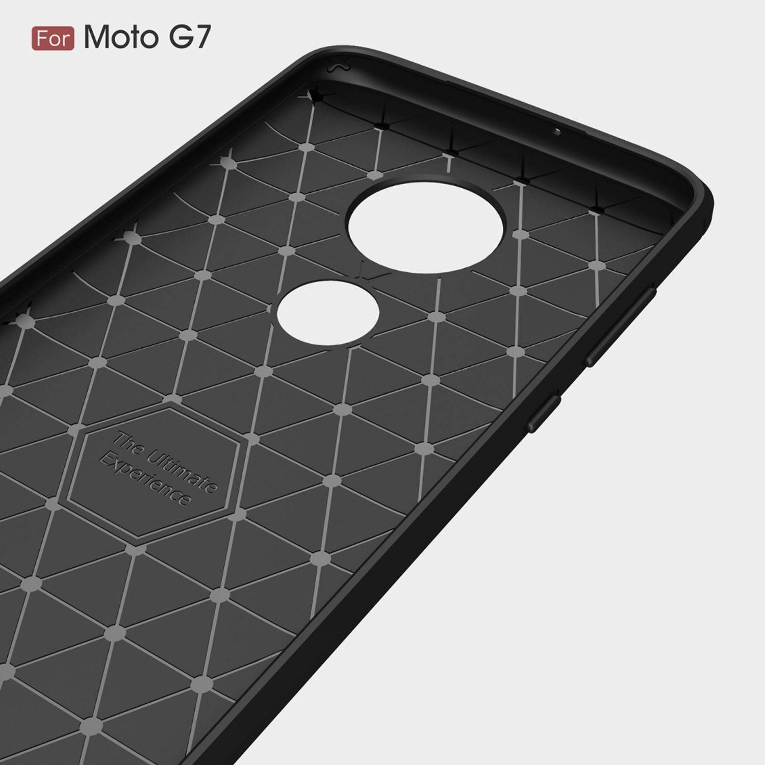 Motorola Moto G7 Handyhülle Carbon Optik Backcover Grau