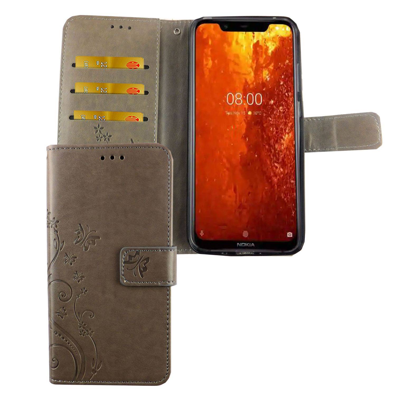 Nokia 8.1 Handyhülle Bookcover Grau