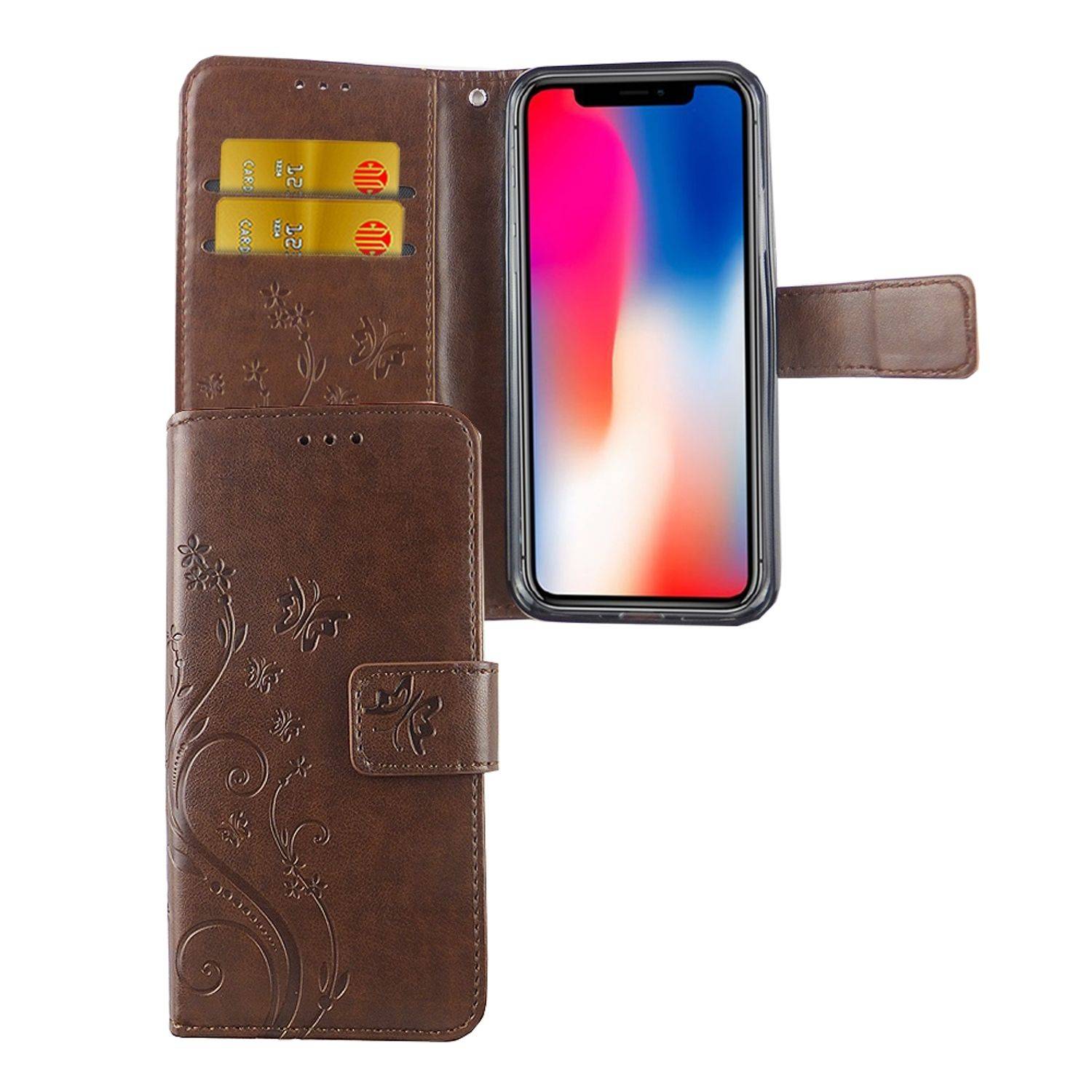 Apple iPhone XS Handyhülle Bookcover Braun