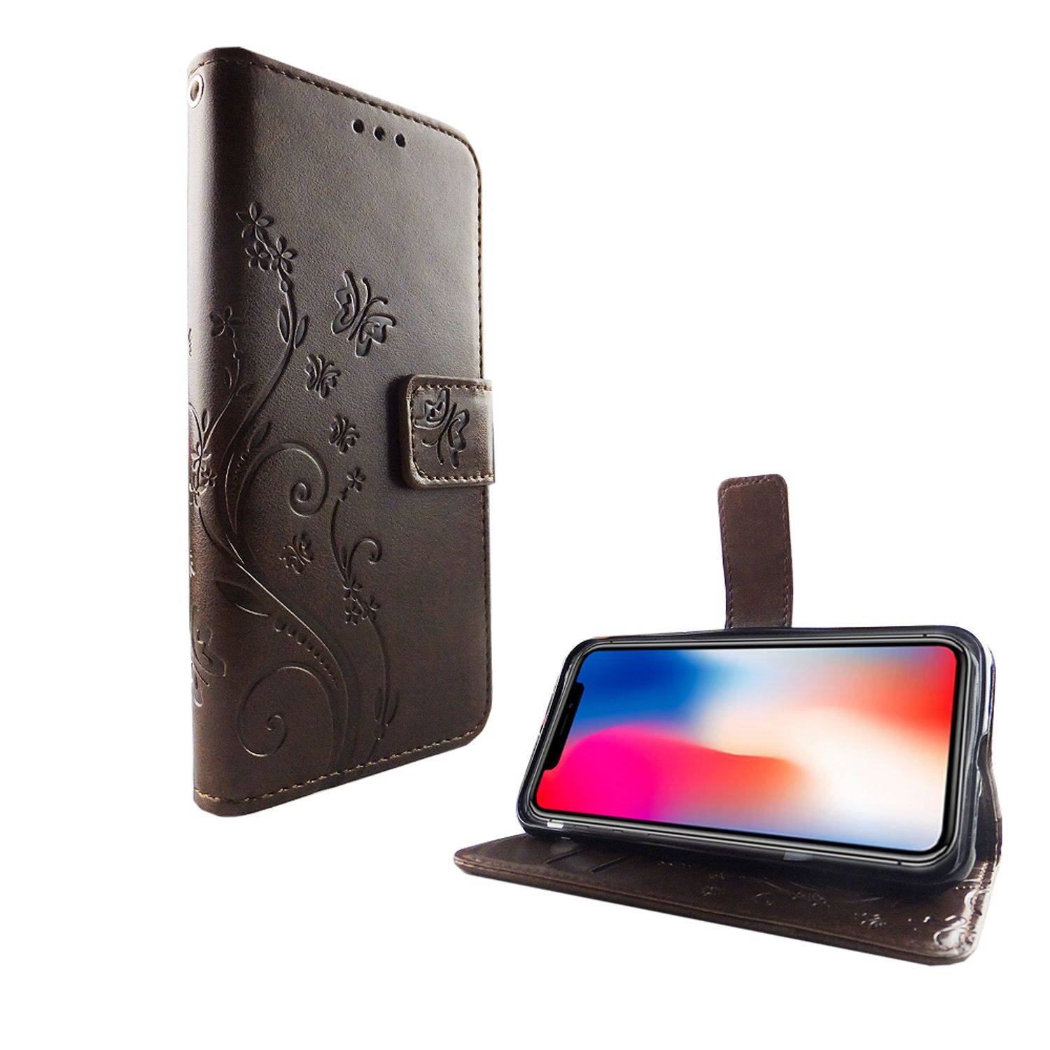 Apple iPhone XS Handyhülle Bookcover Braun