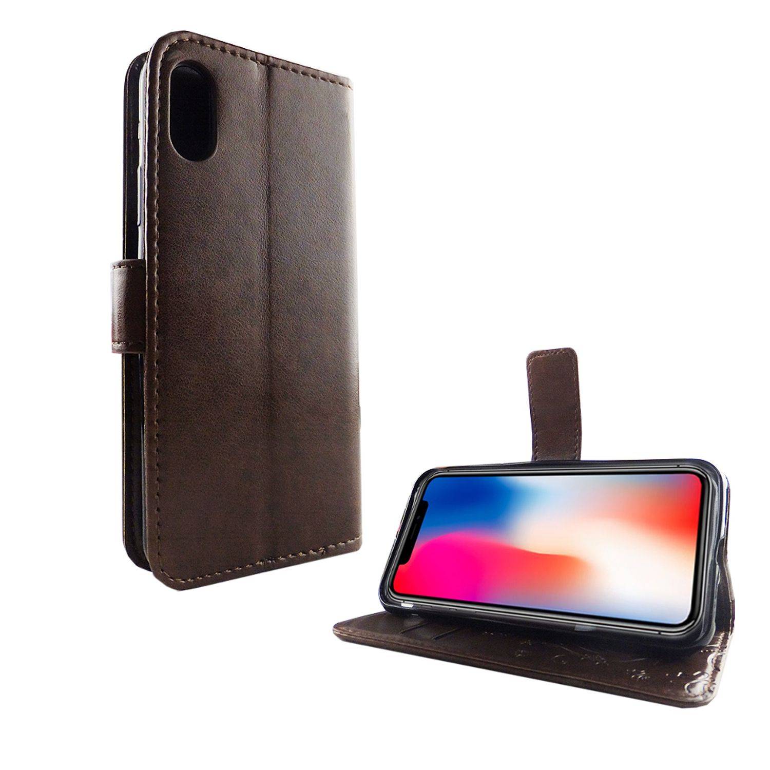Apple iPhone XS Handyhülle Bookcover Braun