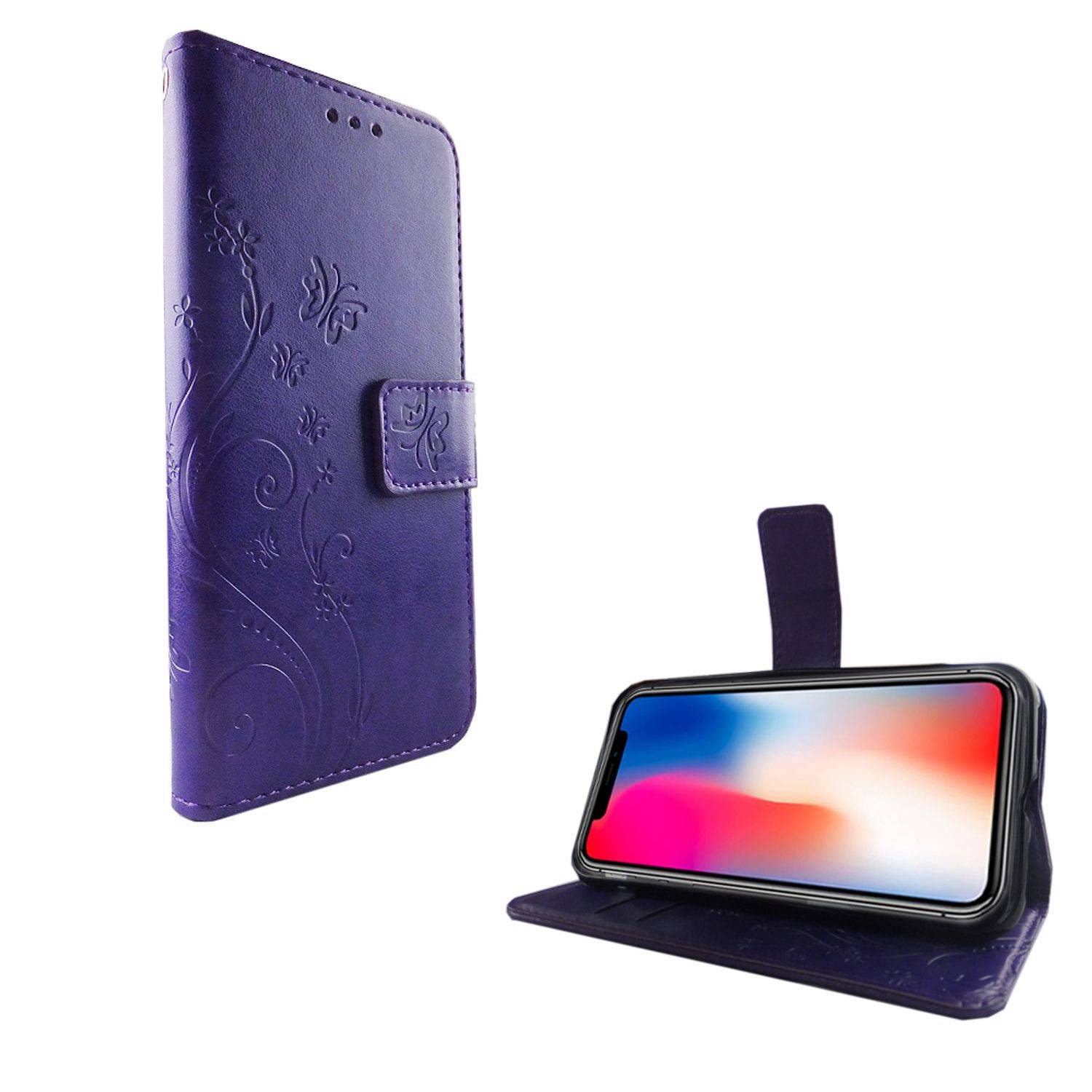Apple iPhone XS Handyhülle Bookcover Violett