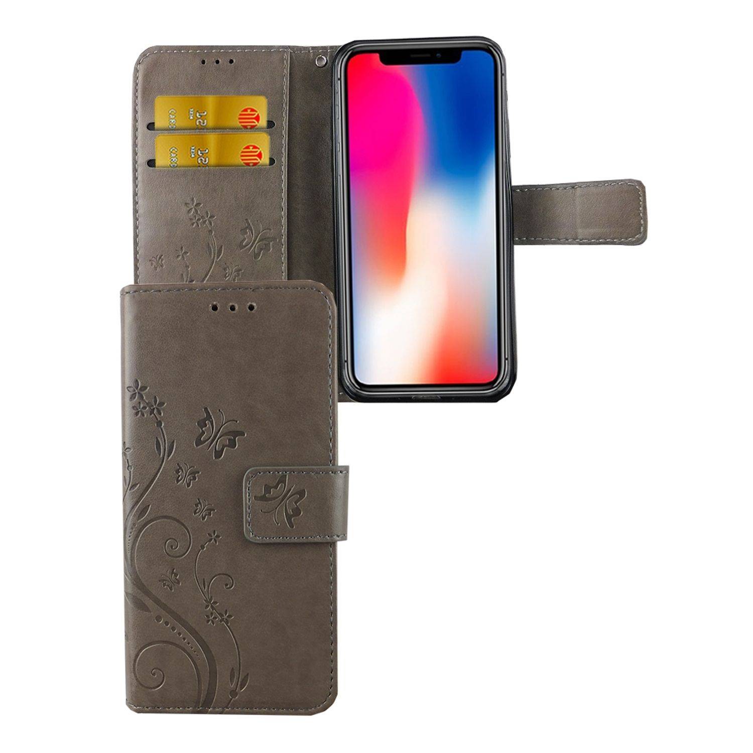 Apple iPhone XS Handyhülle Bookcover Grau