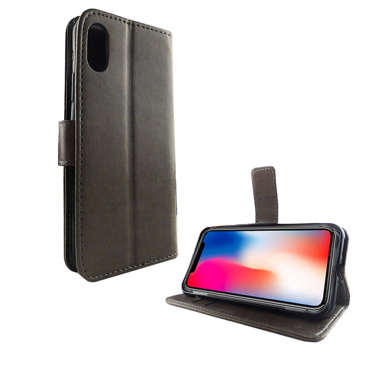 Apple iPhone XS Handyhülle Bookcover Grau