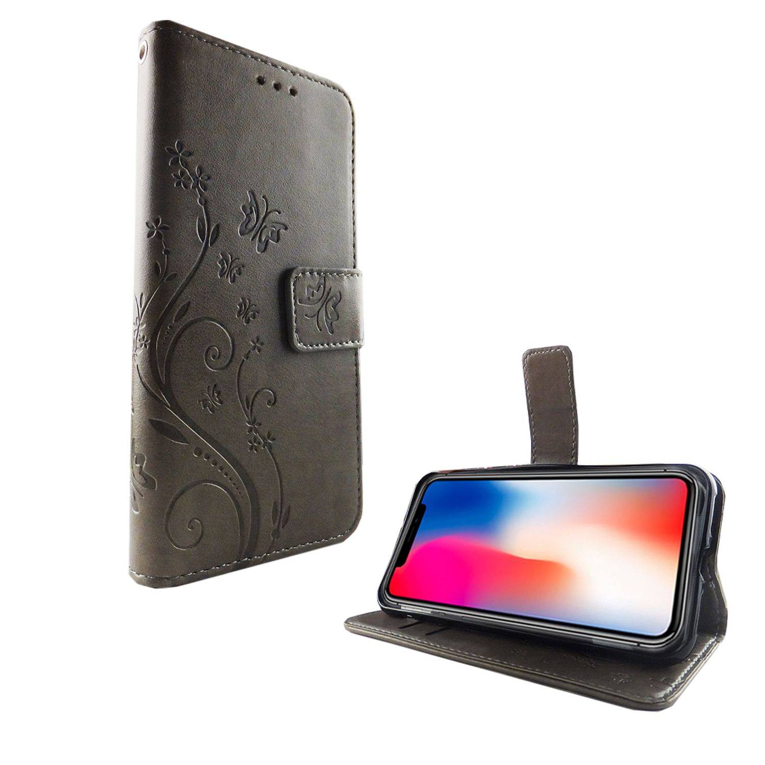 Apple iPhone XS Handyhülle Bookcover Grau