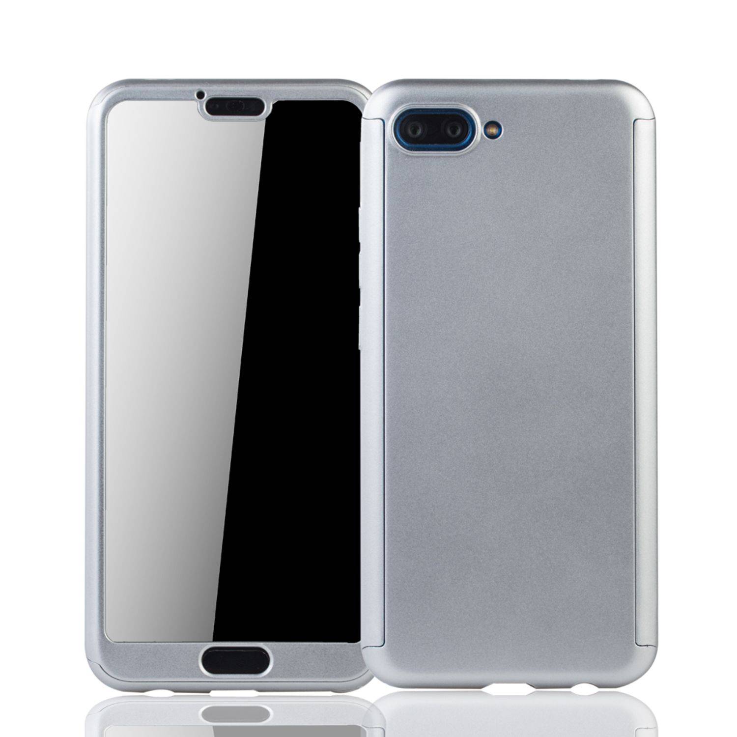 Huawei Honor 10 Handyhülle 360 Grad Schutz Full Cover Silber