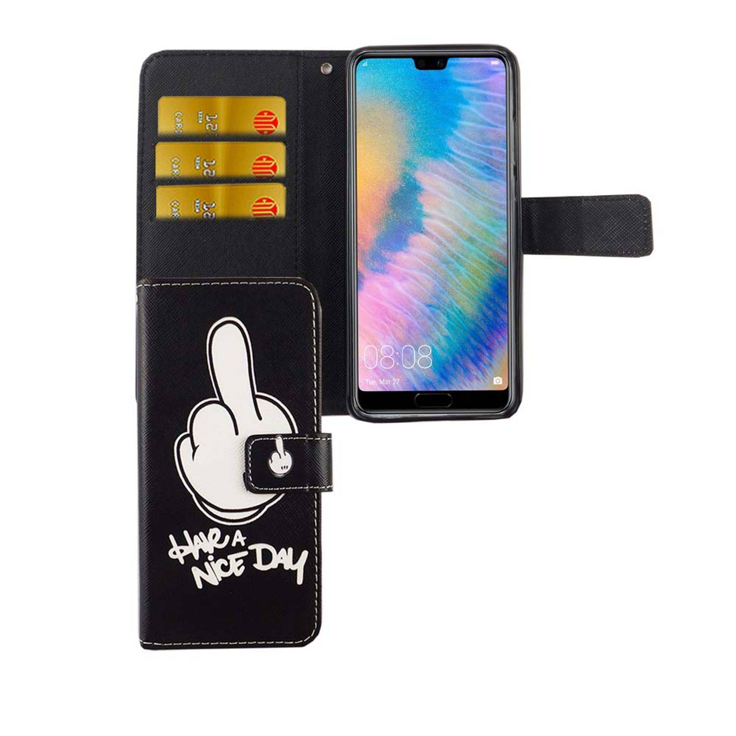 Huawei P20 Handyhülle Bookcover Schwarz