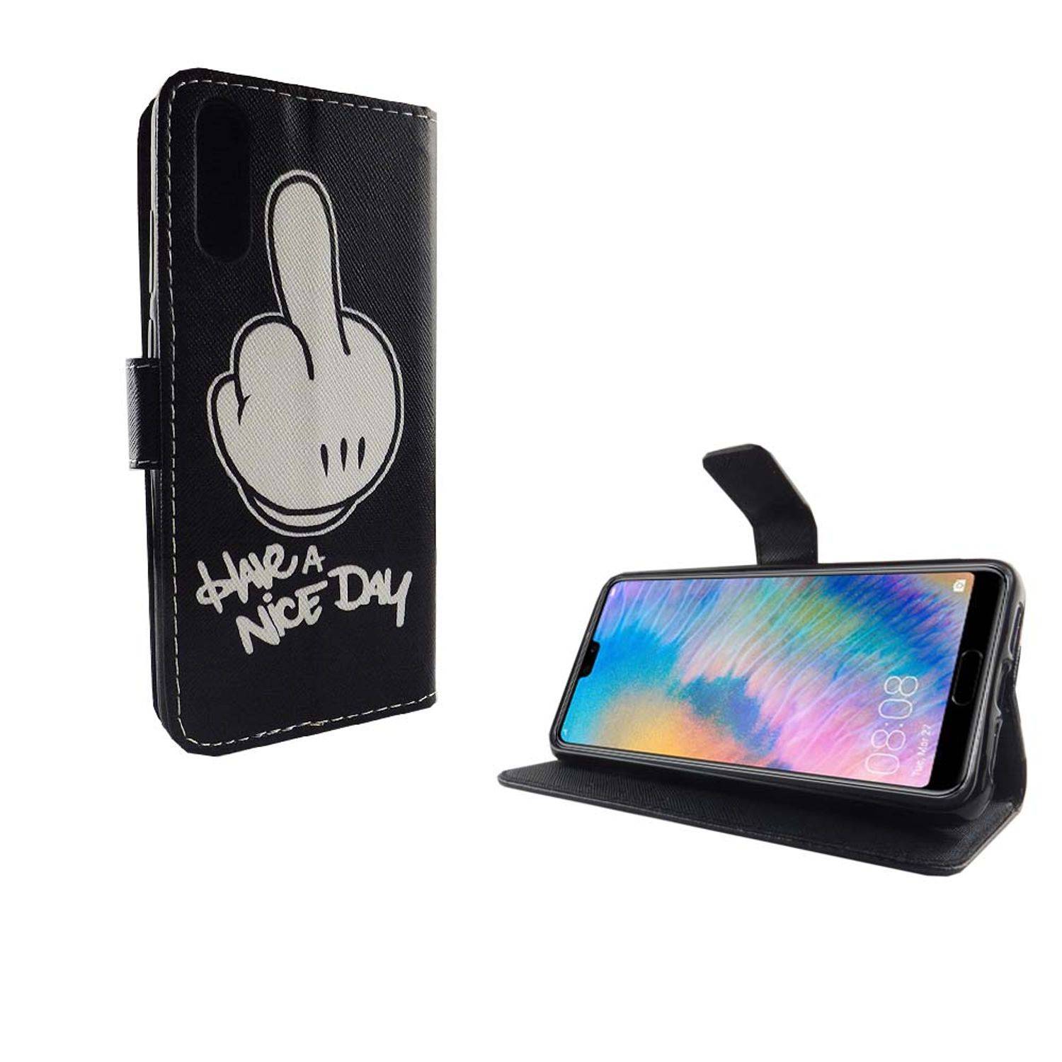 Huawei P20 Handyhülle Bookcover Schwarz