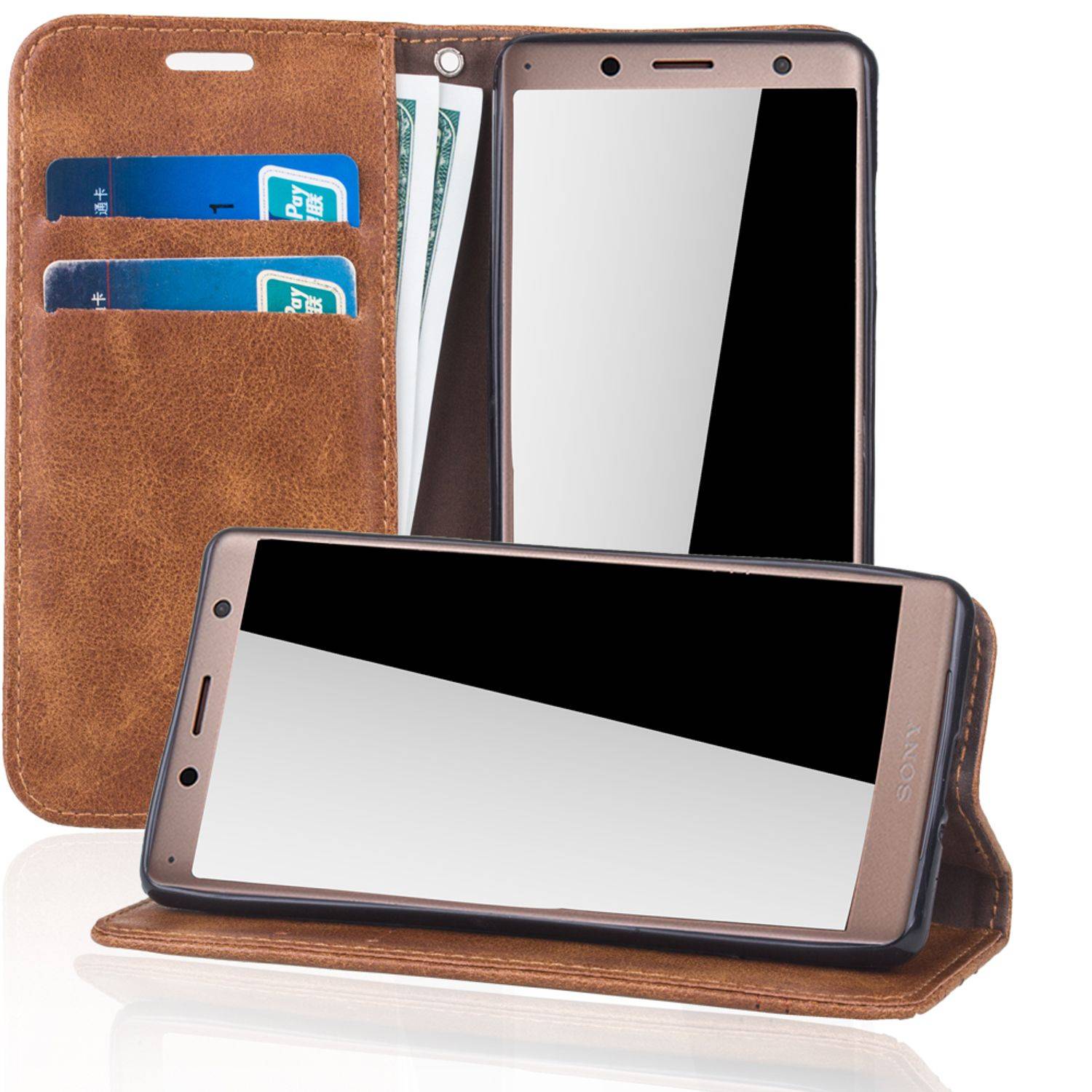 Sony Xperia XZ2 Handyhülle Bookcover Braun