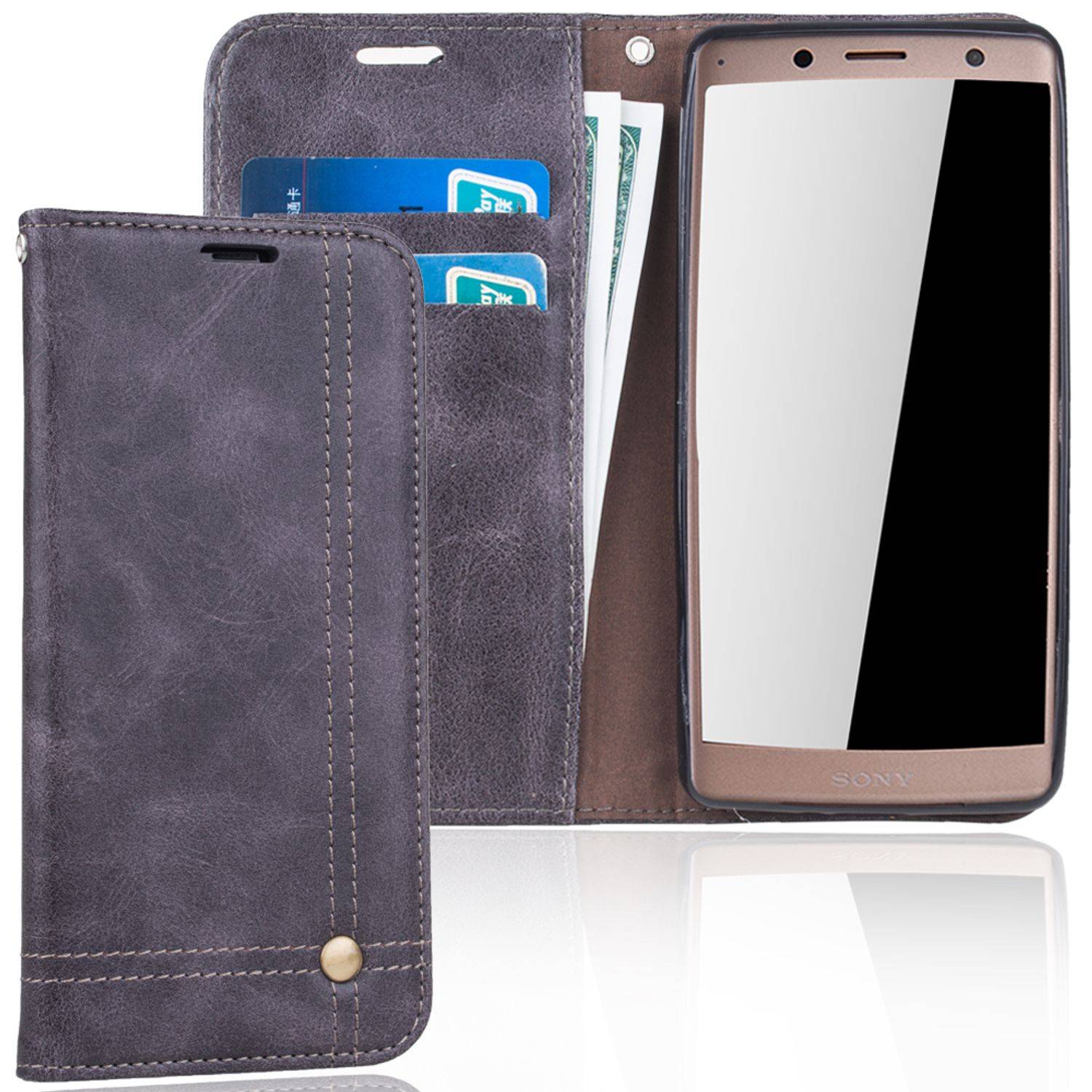 Sony Xperia XZ2 Handyhülle Bookcover Grau