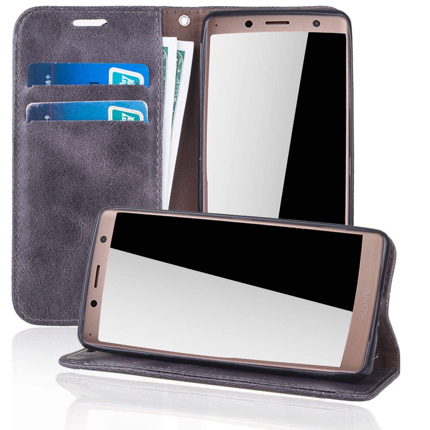 Sony Xperia XZ2 Handyhülle Bookcover Grau