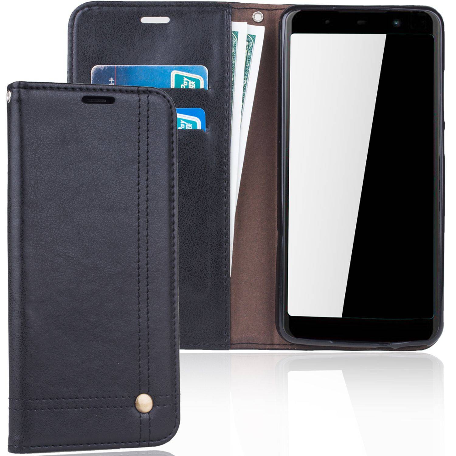 Wiko Lenny 5 Handyhülle Bookcover Schwarz