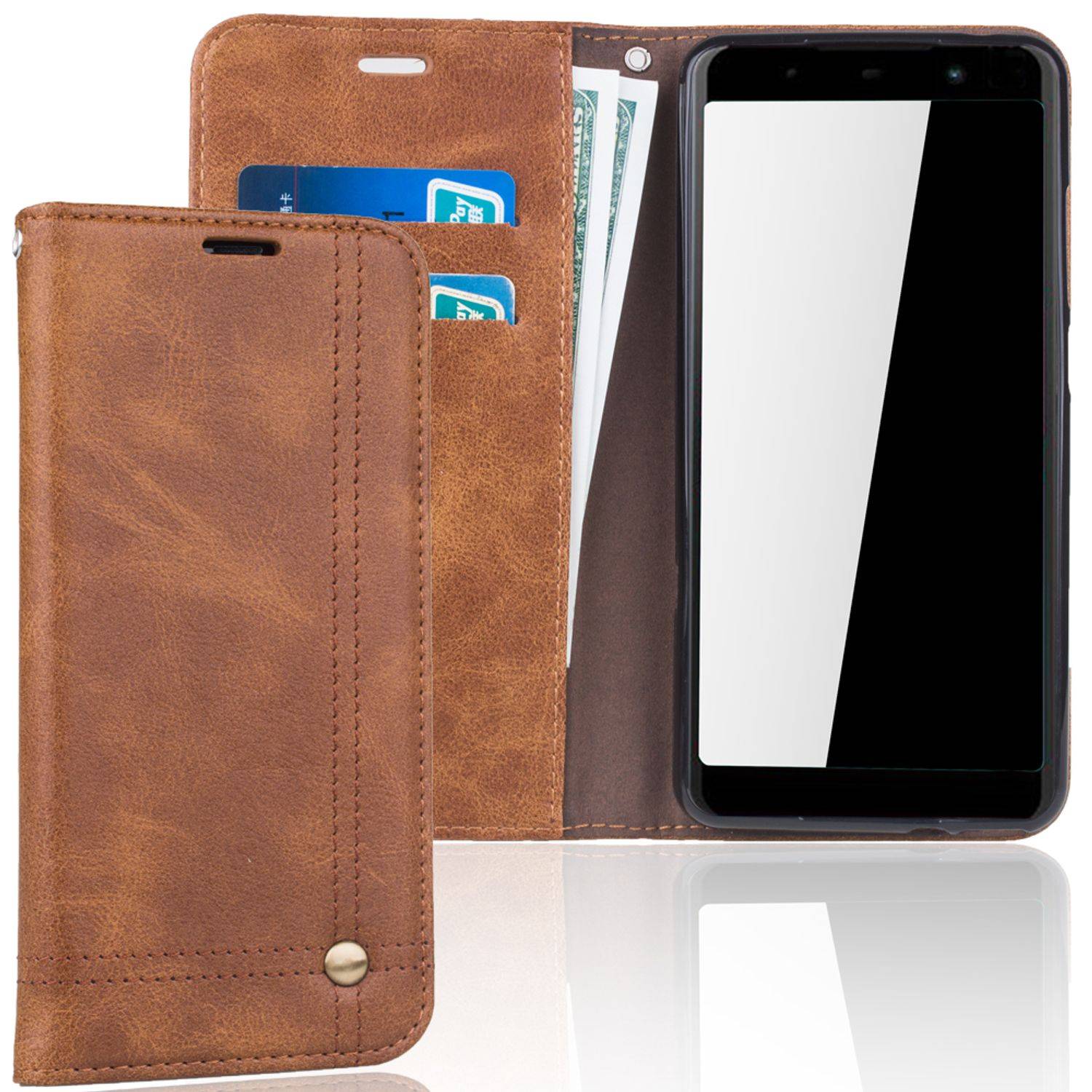 Wiko Lenny 5 Handyhülle Bookcover Braun
