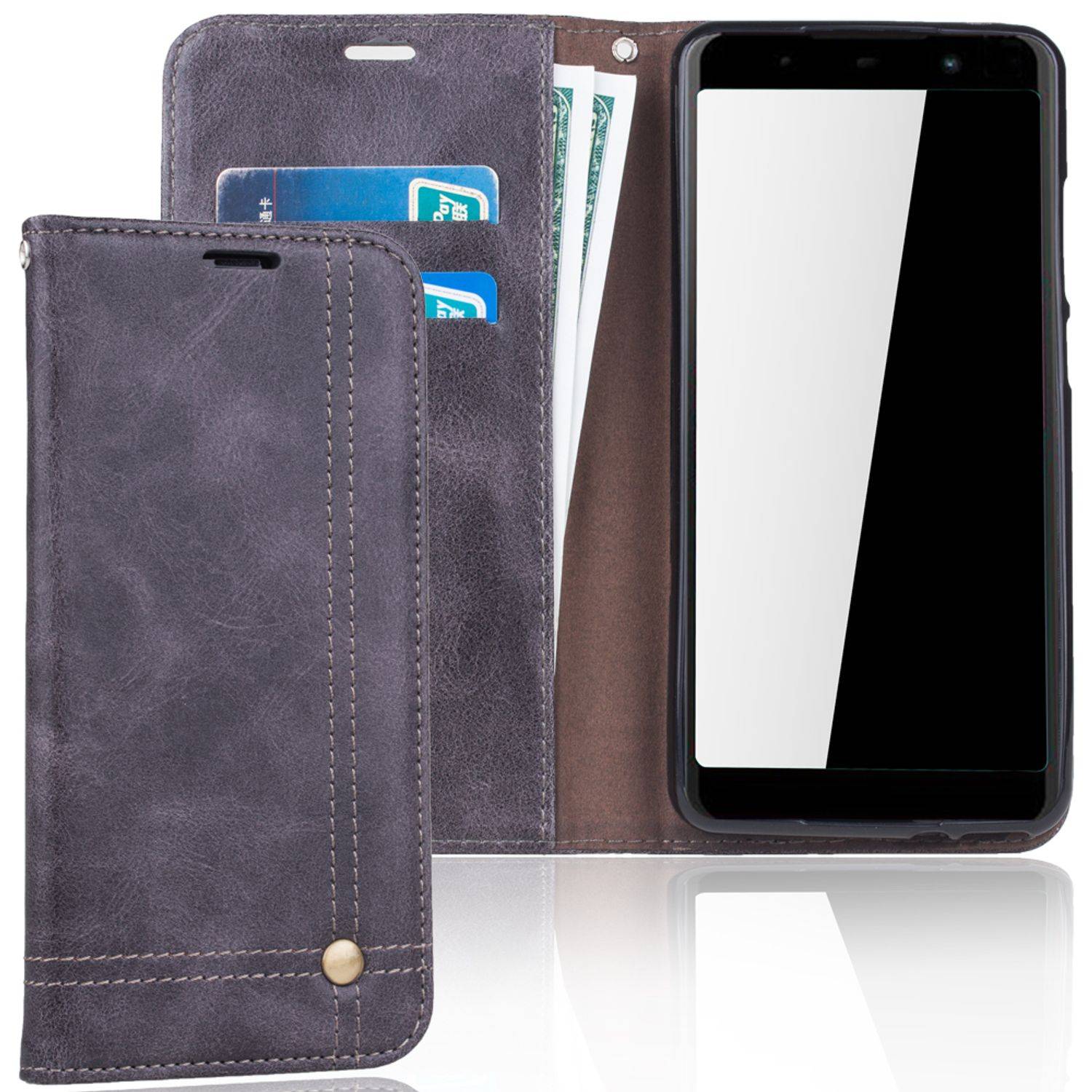Wiko Lenny 5 Handyhülle Bookcover Grau
