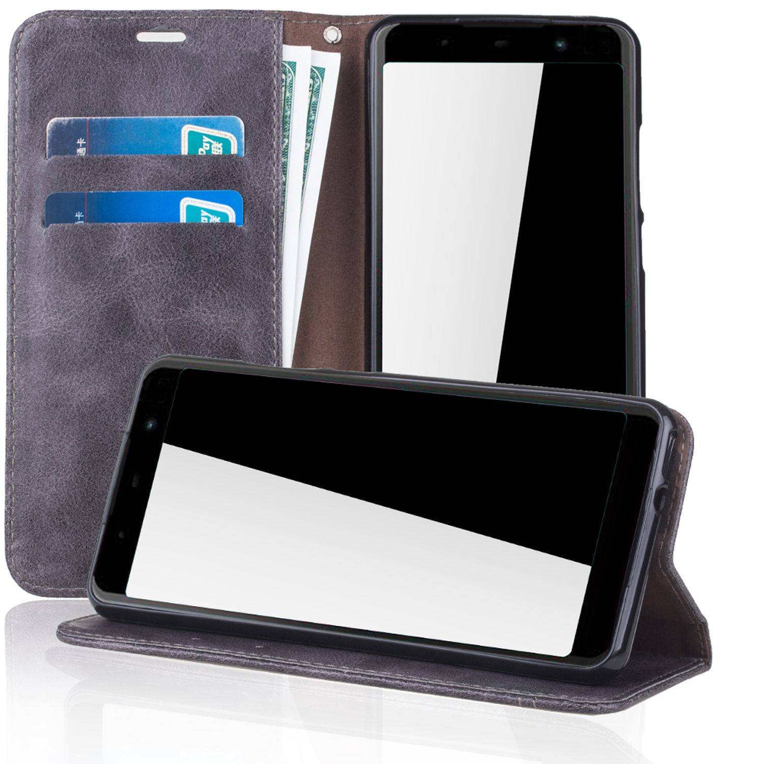 Wiko Lenny 5 Handyhülle Bookcover Grau