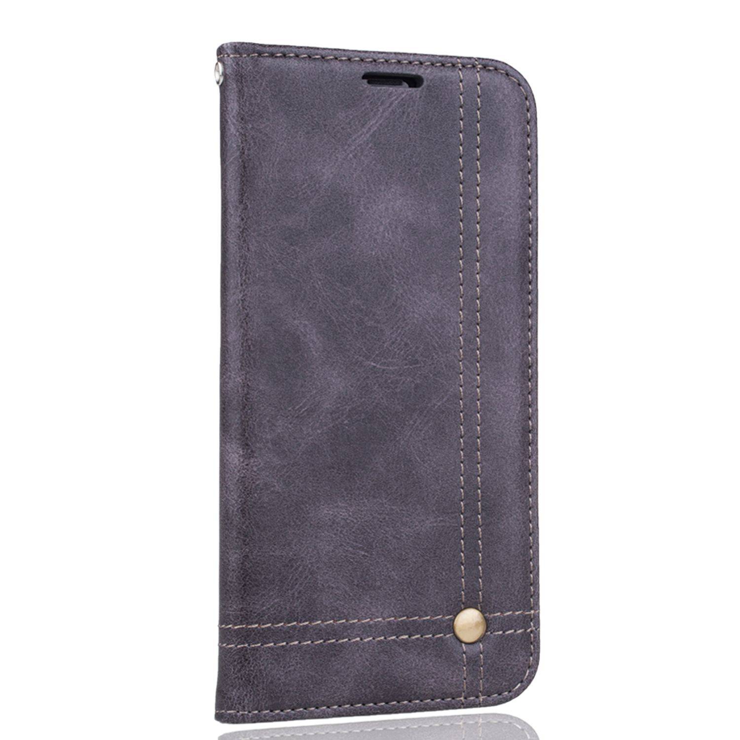 Wiko Lenny 5 Handyhülle Bookcover Grau