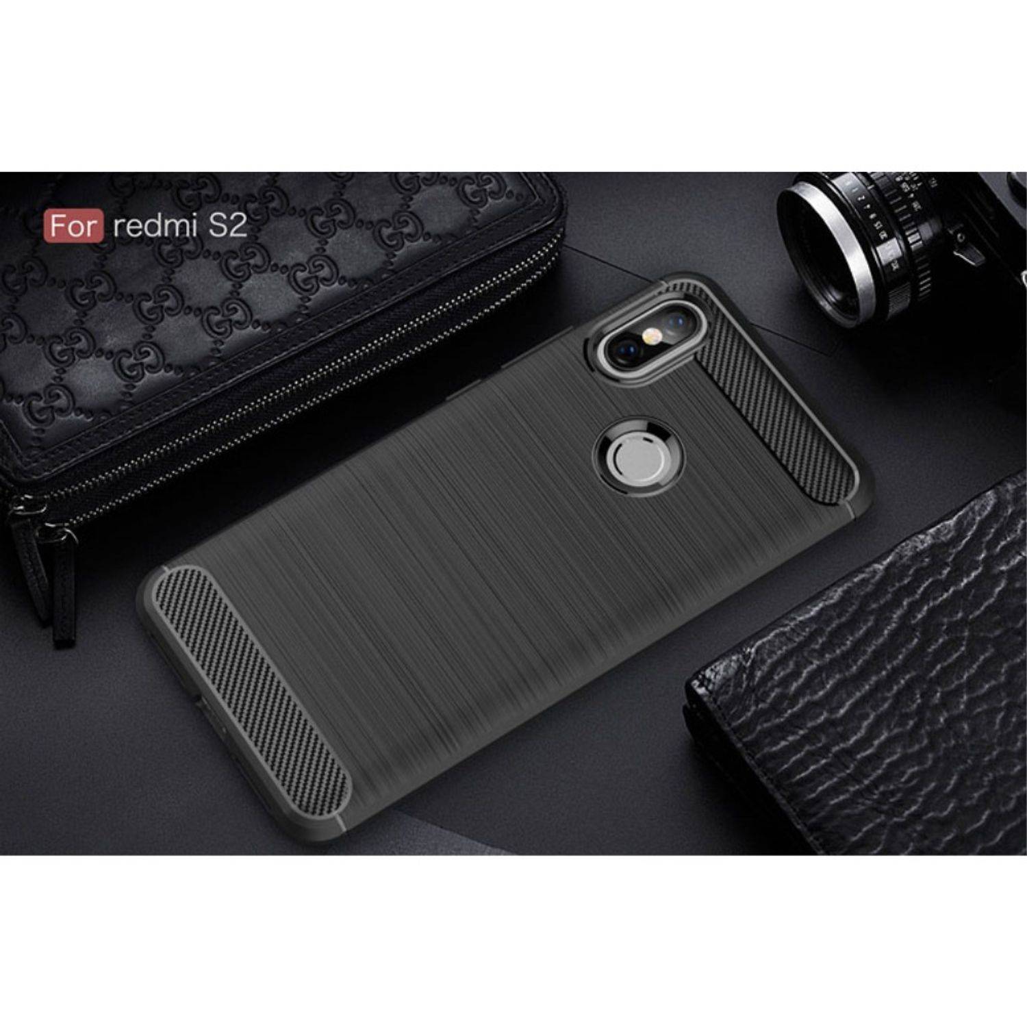 Xiaomi Redmi S2 / Y2 Handyhülle Carbon Optik Backcover Schwarz