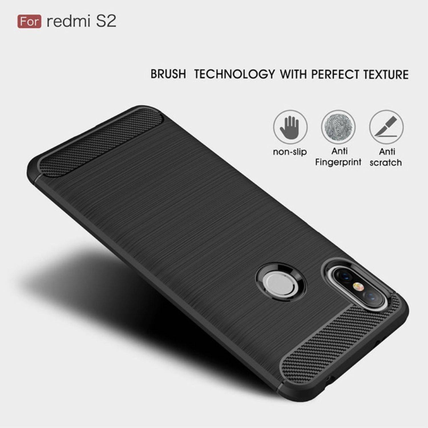 Xiaomi Redmi S2 / Y2 Handyhülle Carbon Optik Backcover Schwarz