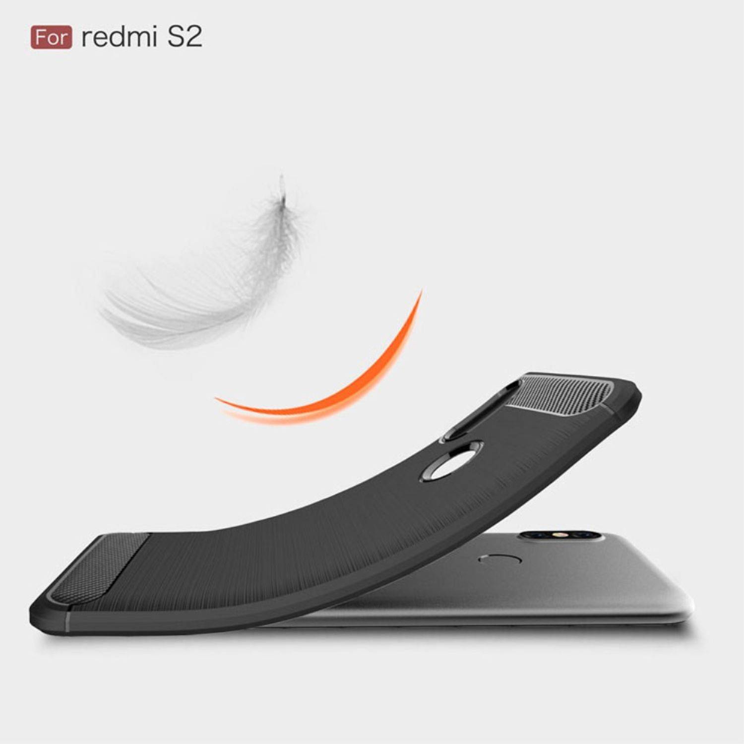 Xiaomi Redmi S2 / Y2 Handyhülle Carbon Optik Backcover Schwarz