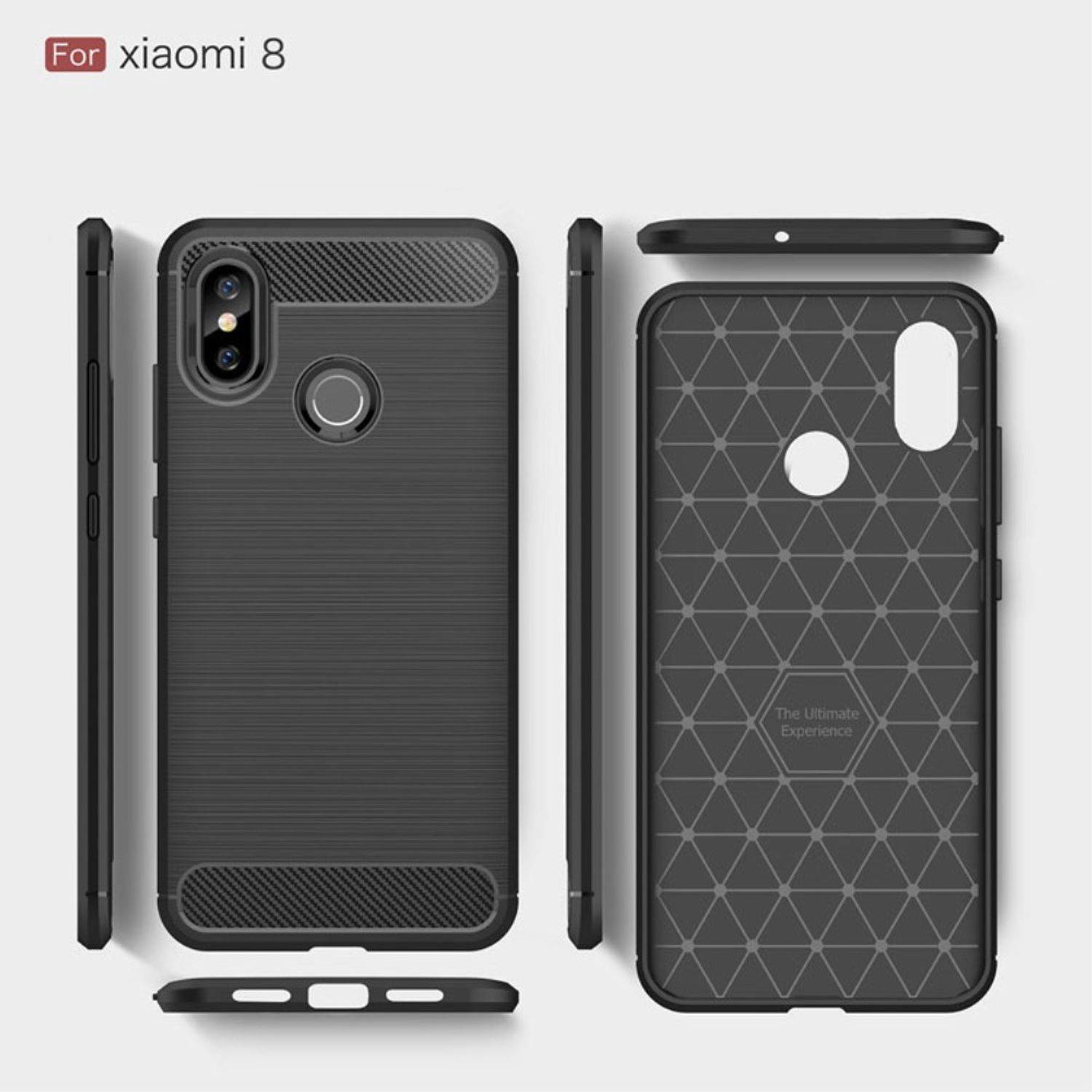 Xiaomi Mi 8 Handyhülle Carbon Optik Backcover Blau