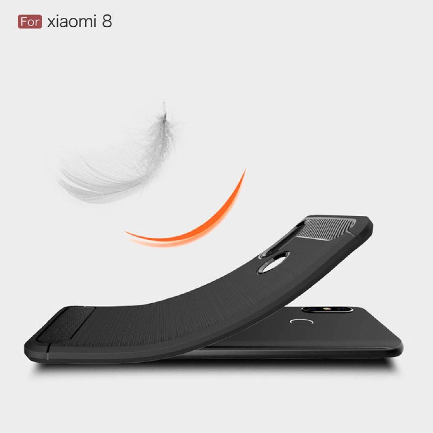 Xiaomi Mi 8 Handyhülle Carbon Optik Backcover Blau