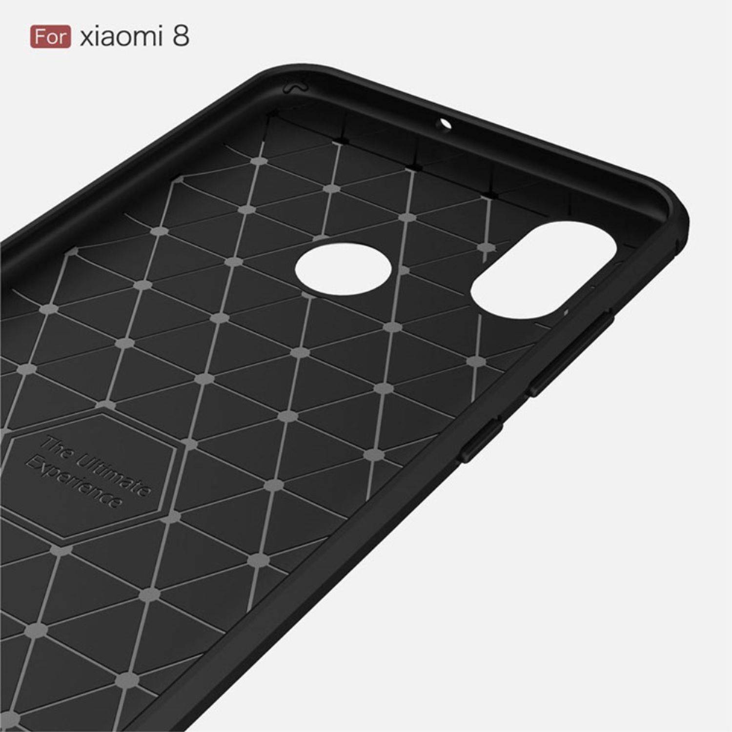 Xiaomi Mi 8 Handyhülle Carbon Optik Backcover Grau