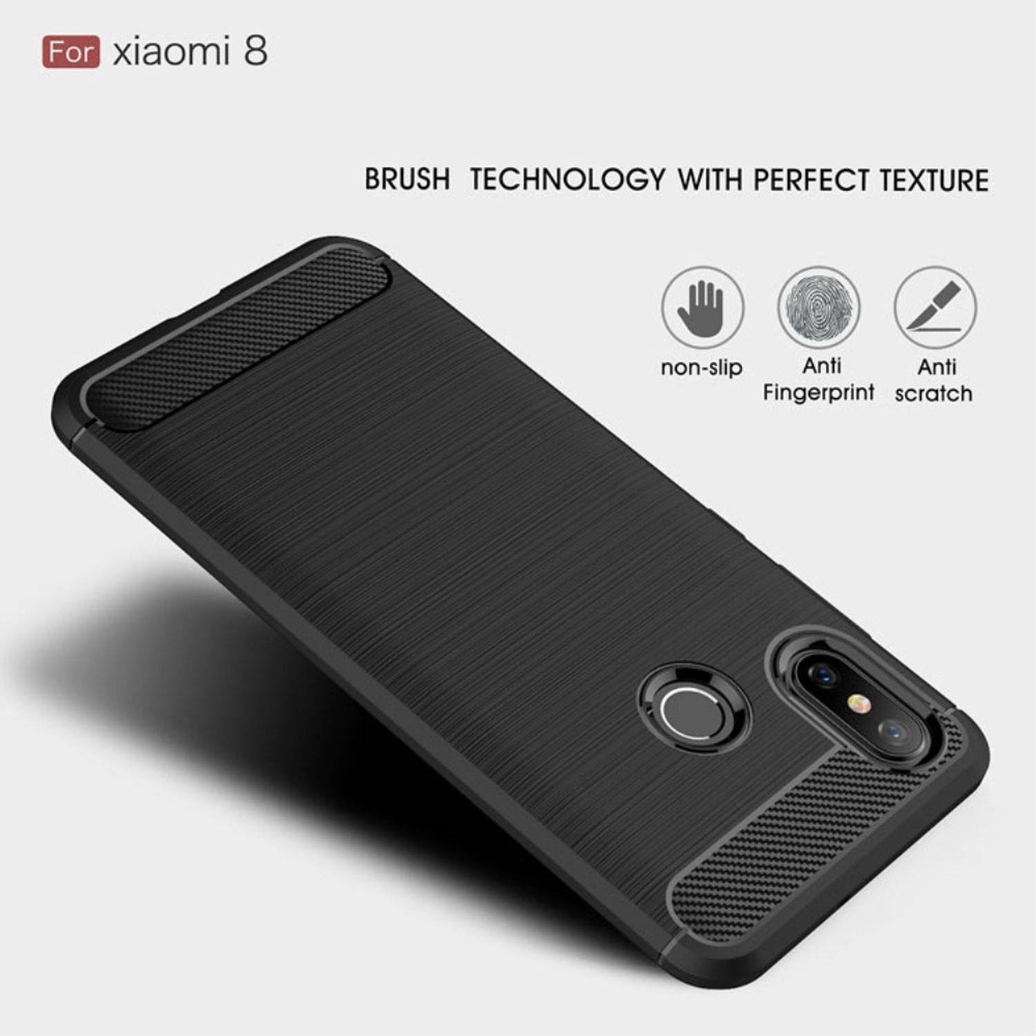 Xiaomi Mi 8 Handyhülle Carbon Optik Backcover Grau