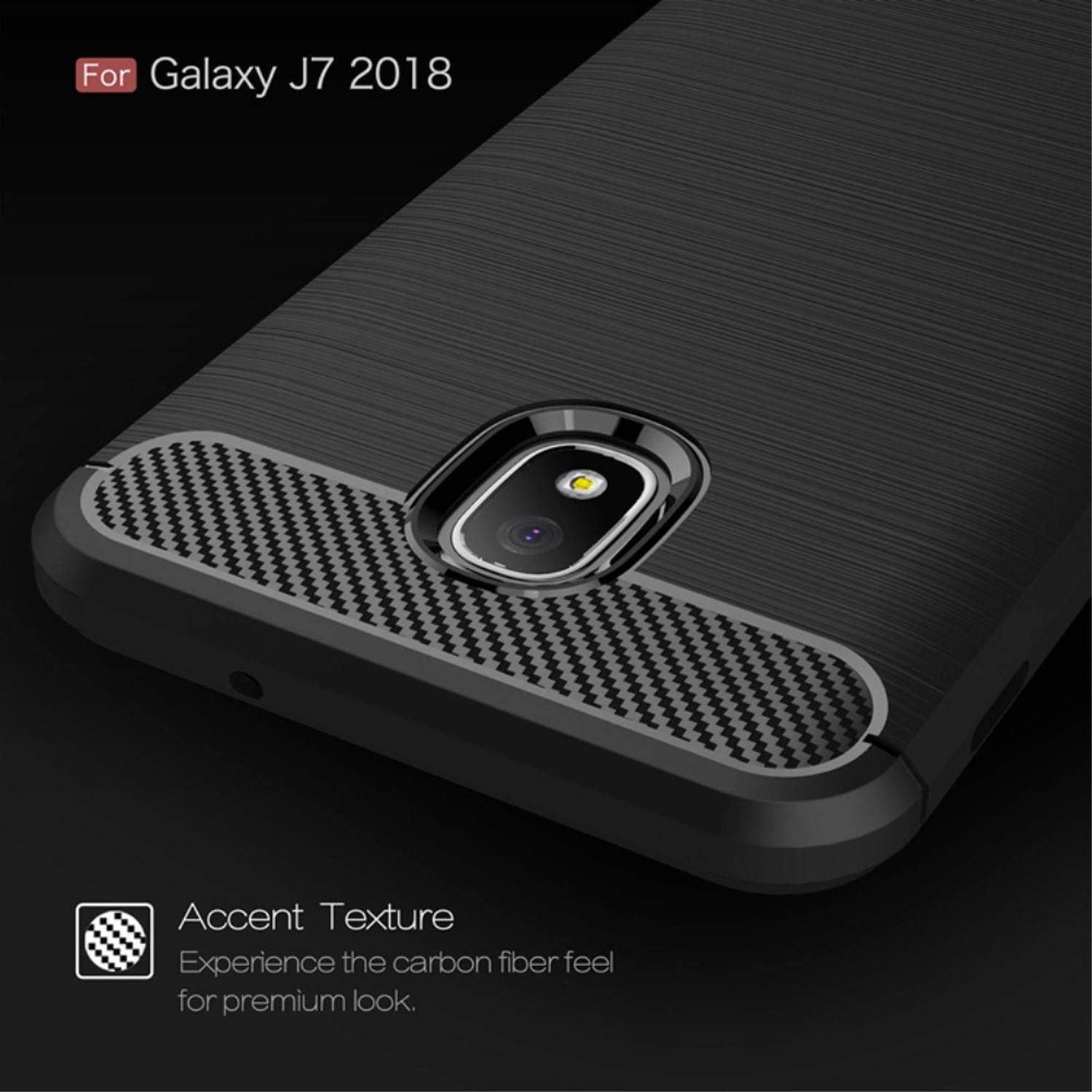 Samsung Galaxy J7 (2018) Handyhülle Carbon Optik Backcover Blau