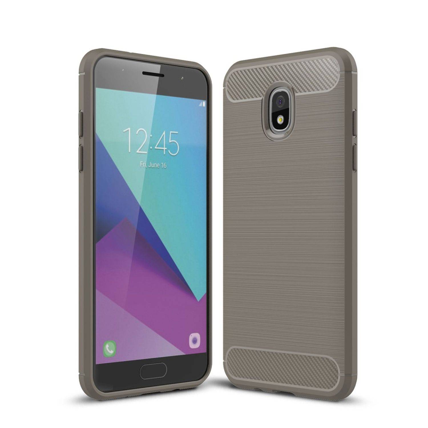Samsung Galaxy J7 (2018) Handyhülle Carbon Optik Backcover Grau