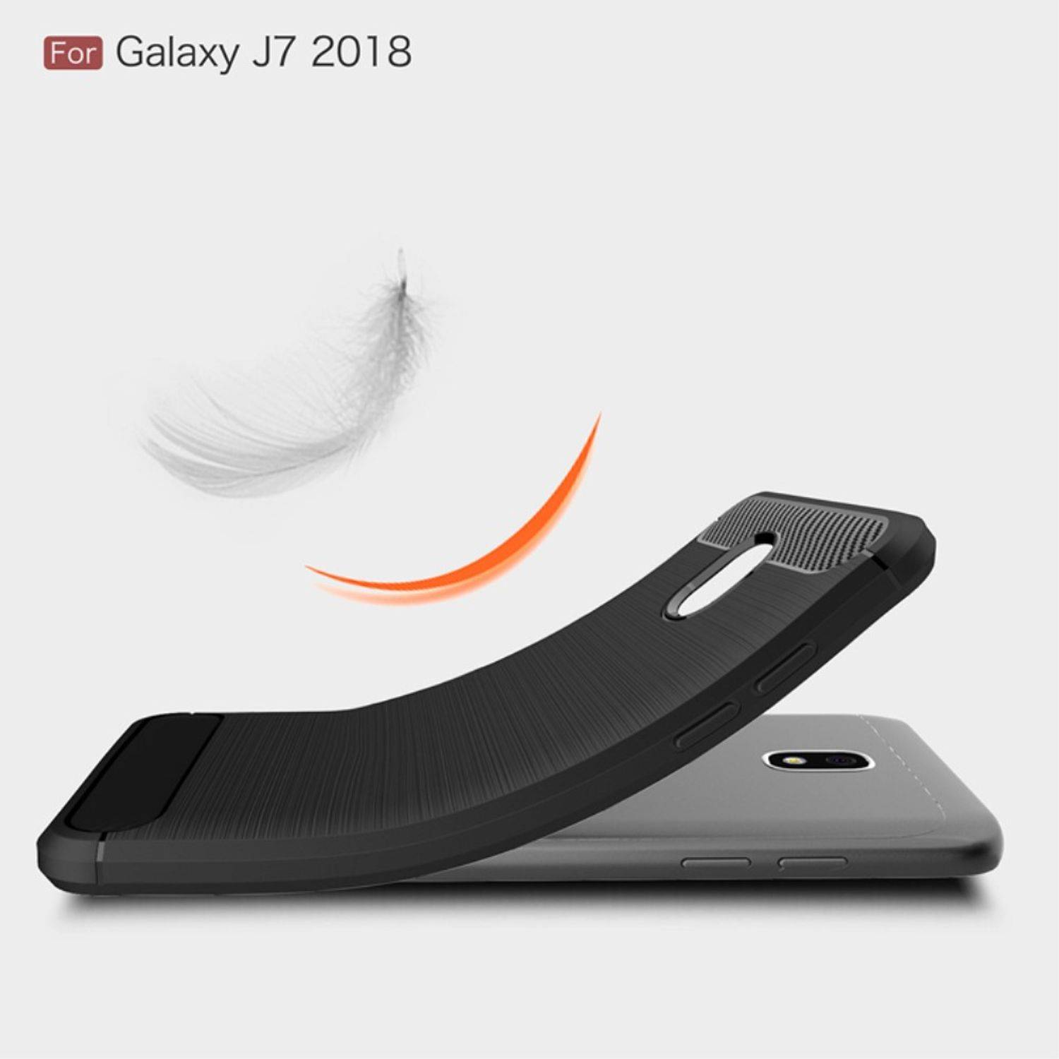 Samsung Galaxy J7 (2018) Handyhülle Carbon Optik Backcover Grau