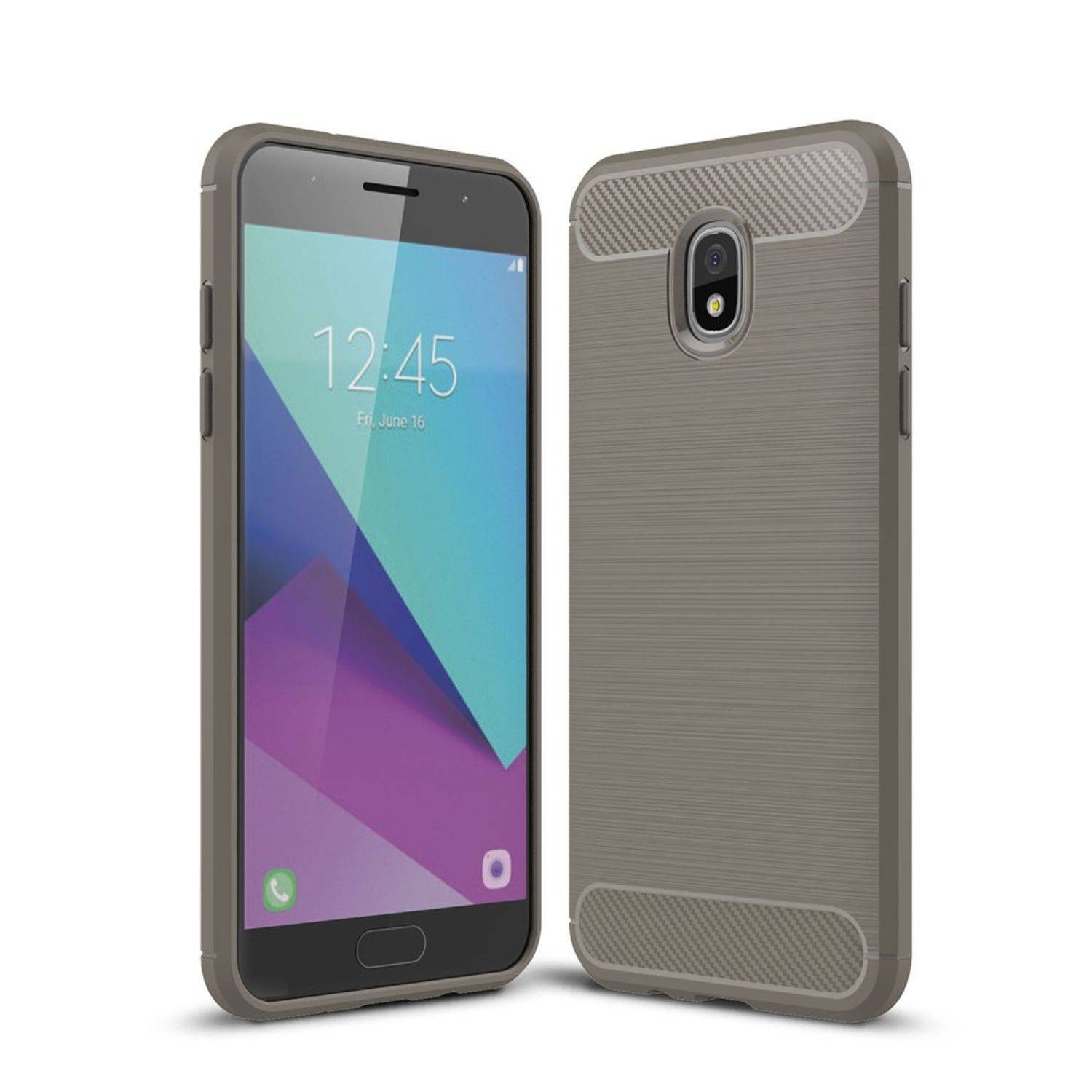 Samsung Galaxy J3 (2018) Handyhülle Carbon Optik Backcover Grau