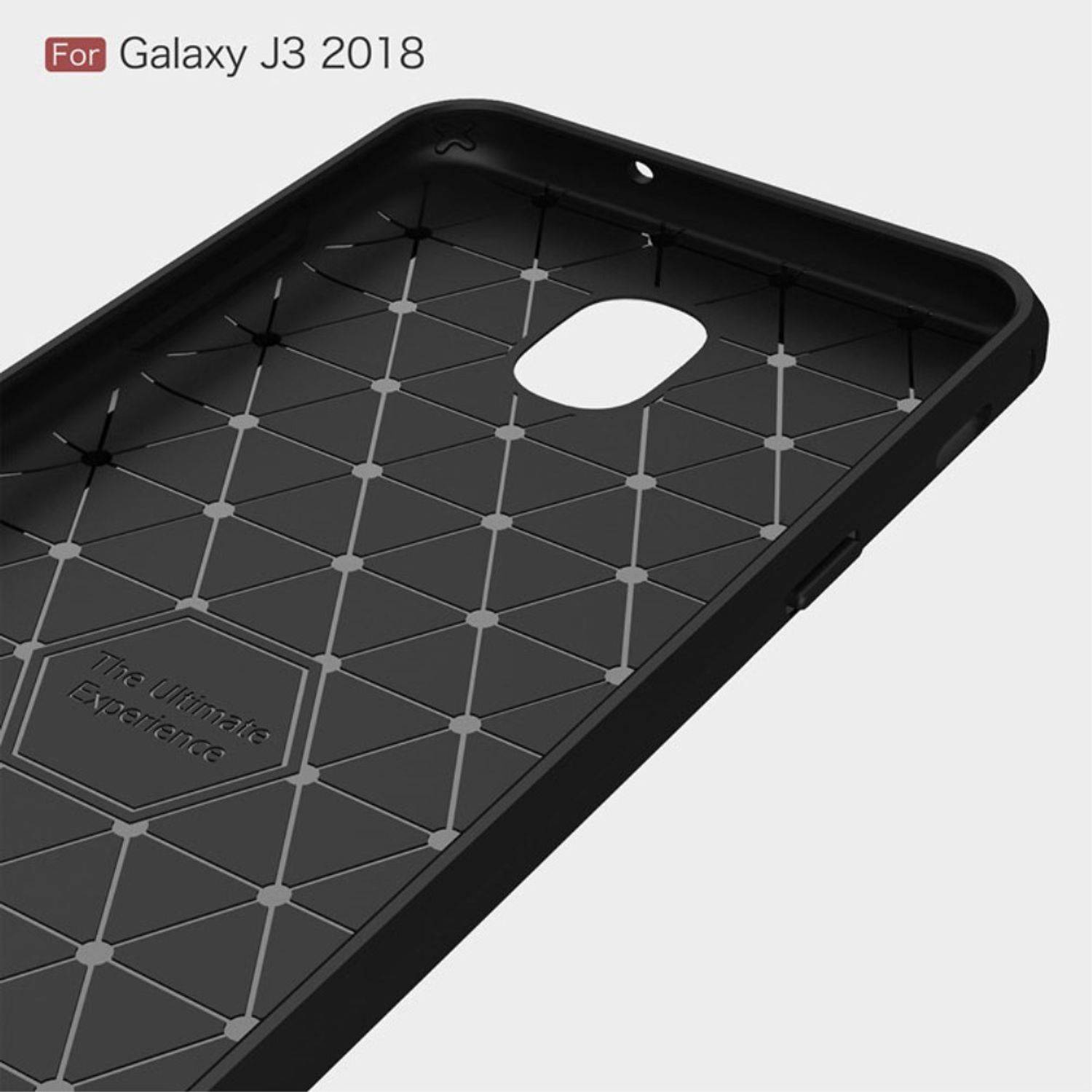 Samsung Galaxy J3 (2018) Handyhülle Carbon Optik Backcover Grau