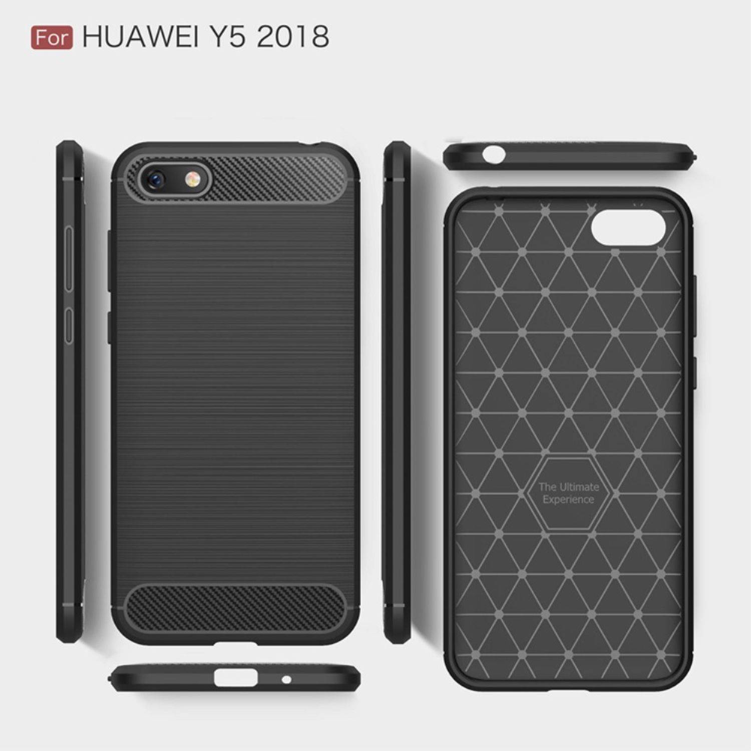 Huawei Y5 (2018) Handyhülle Carbon Optik Backcover Grau