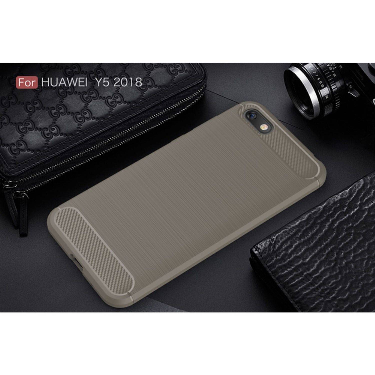 Huawei Y5 (2018) Handyhülle Carbon Optik Backcover Grau