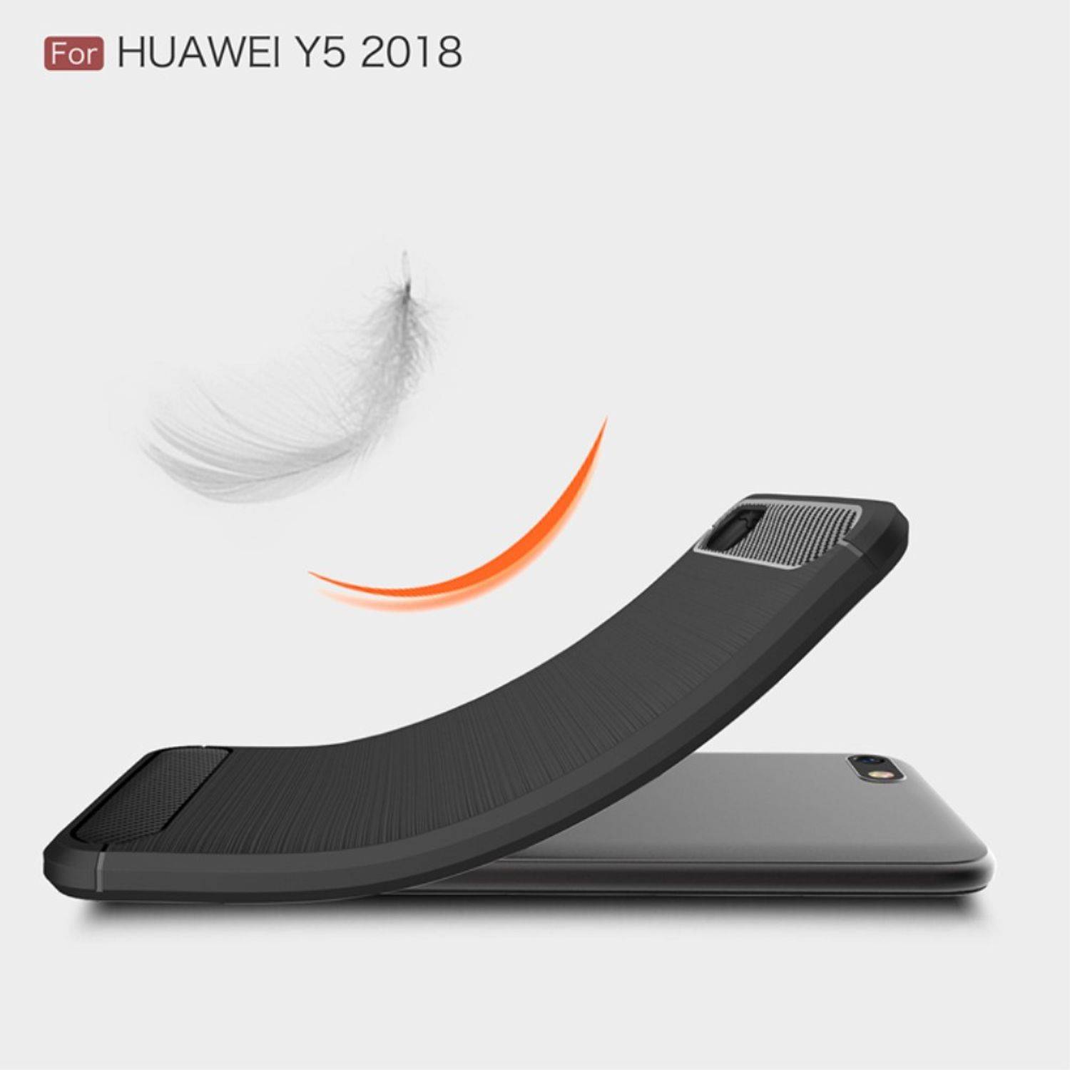 Huawei Y5 (2018) Handyhülle Carbon Optik Backcover Grau