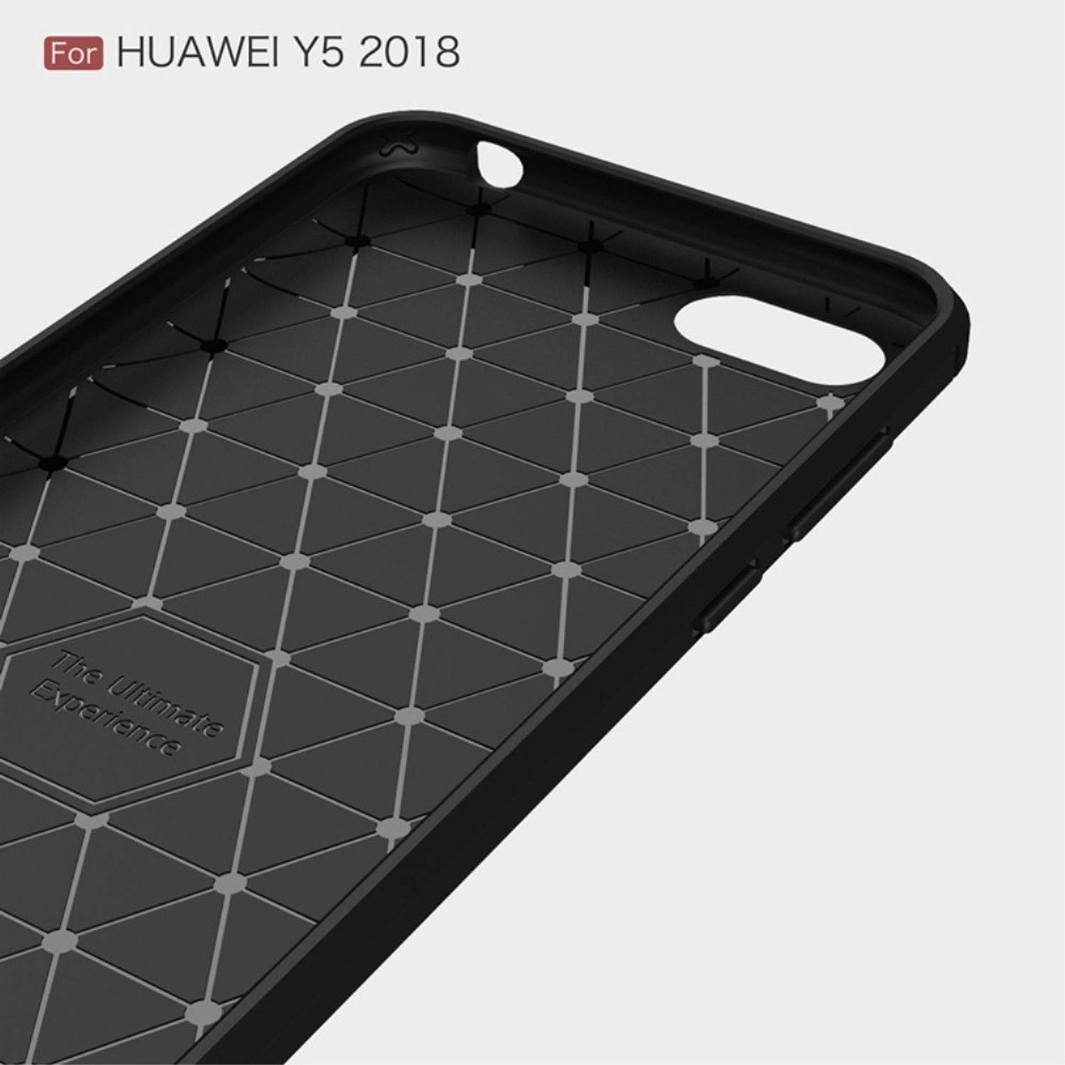 Huawei Y5 (2018) Handyhülle Carbon Optik Backcover Grau
