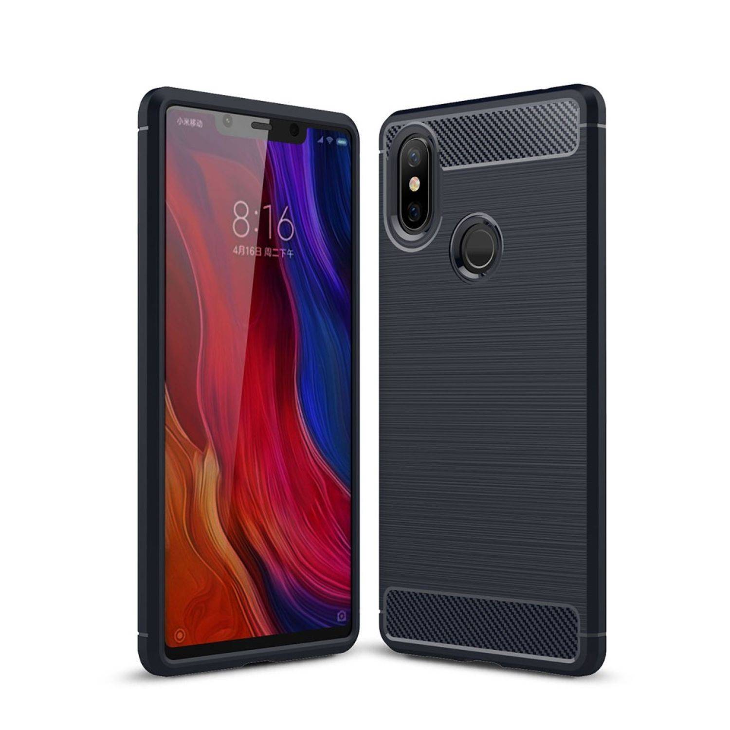 Xiaomi Mi 8 SE Handyhülle Carbon Optik Backcover Blau